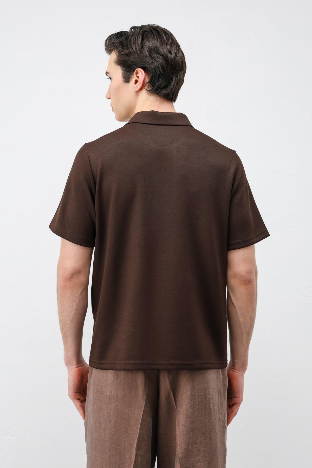Antioch Koyu Kahve Basic Polo Yaka Erkek T-Shirt