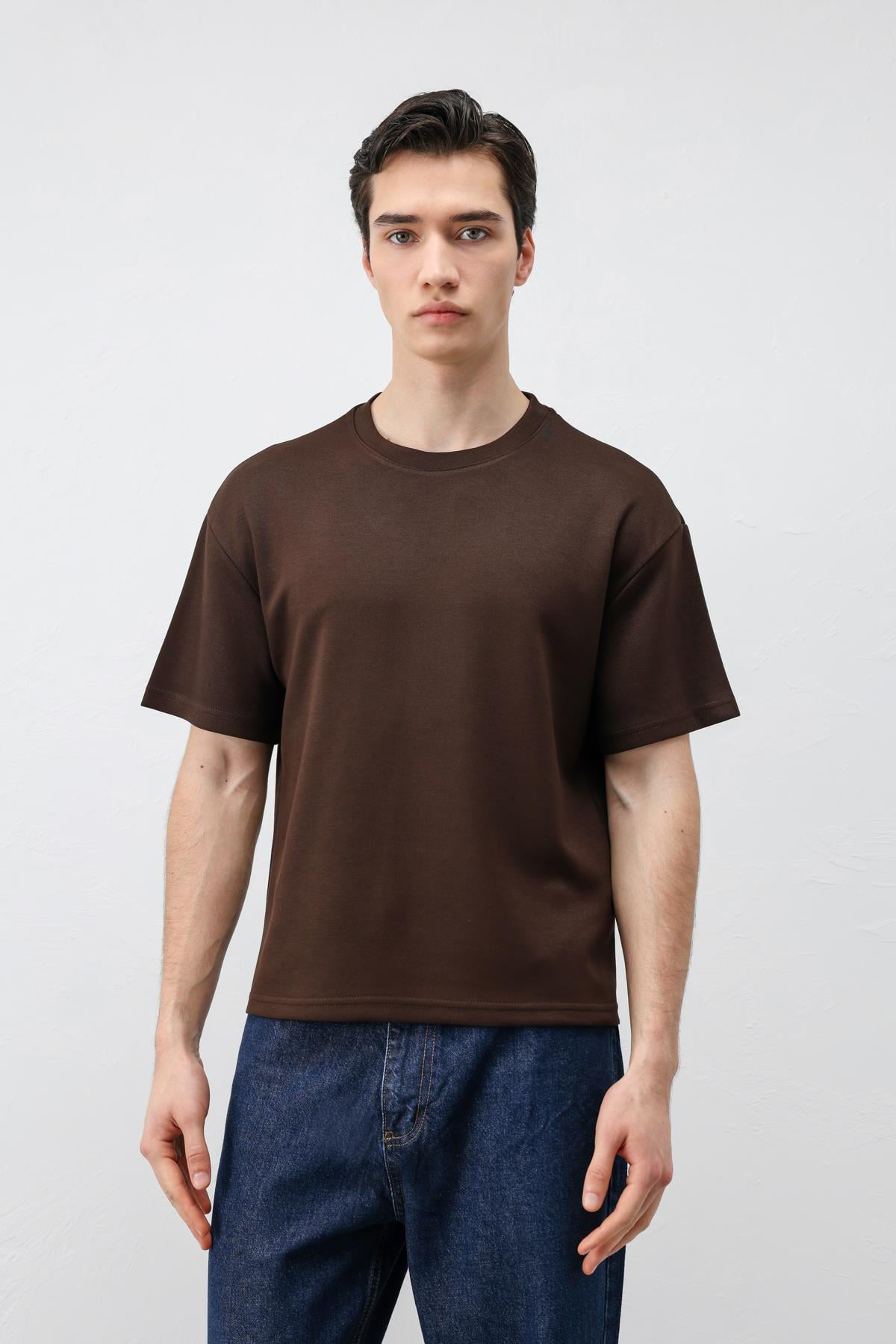 Antioch Koyu Kahve Crop Fit Erkek T-Shirt