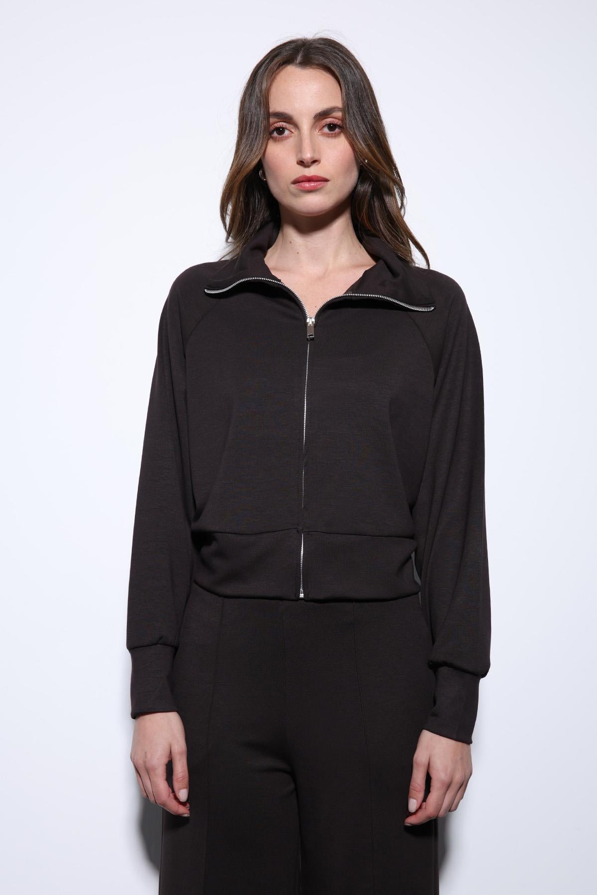 Antioch-Koyu Kahve Fermuarlı Kadın Eşofman Takım-Takım-6-Milagron.com