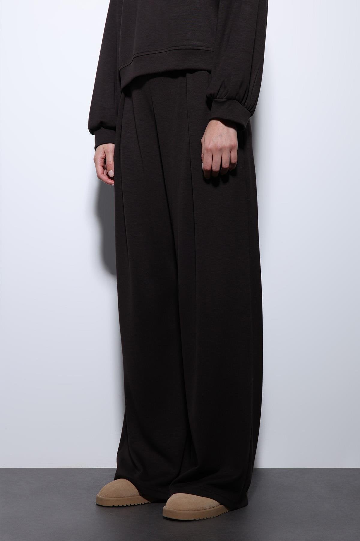 Antioch-Koyu Kahve Geniş Paça Relaxed Kadın Takım-Takım-7-Milagron.com