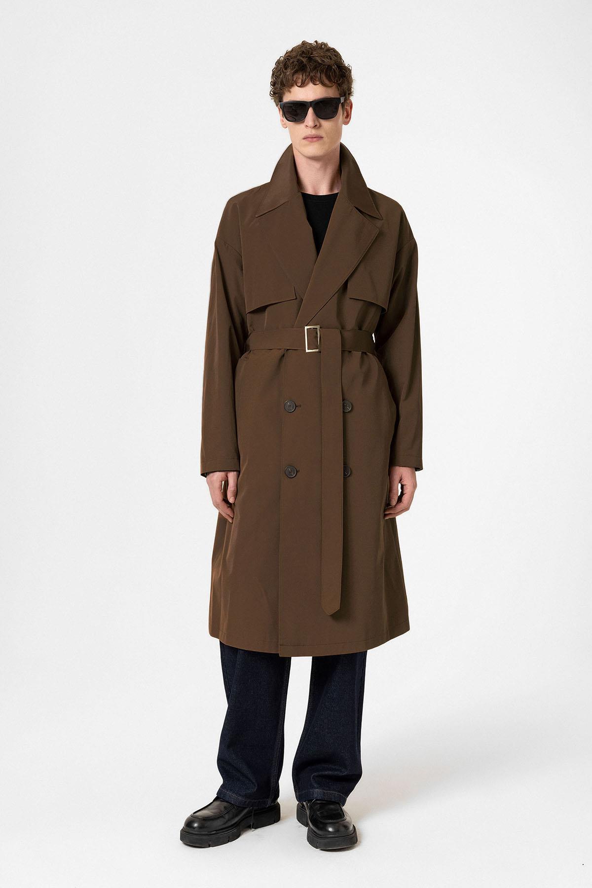 Antioch-Koyu Kahve Kruvaze Kapama Kemerli Trençkot-Trençkot-2-Milagron.com