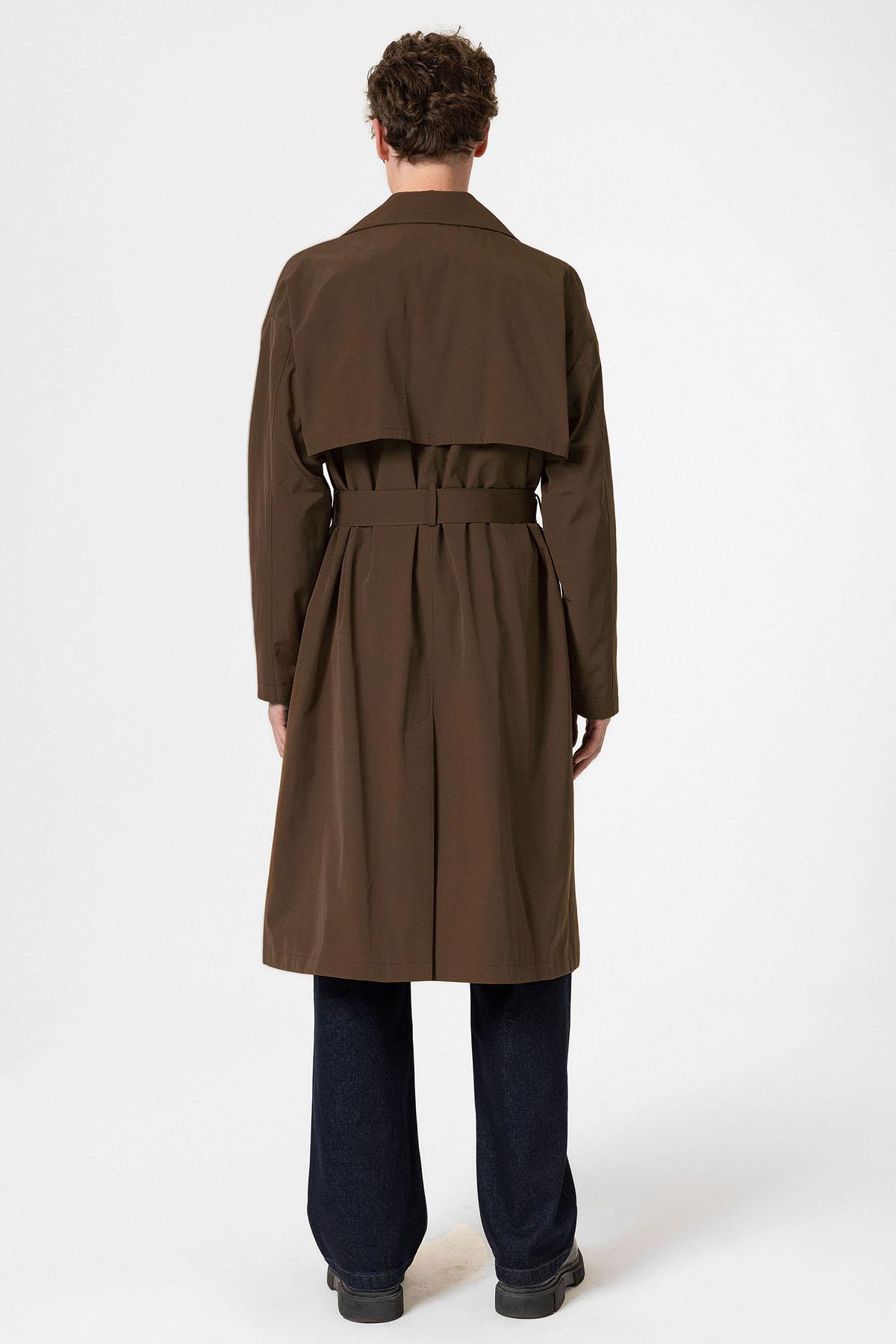 Antioch-Koyu Kahve Kruvaze Kapama Kemerli Trençkot-Trençkot-6-Milagron.com