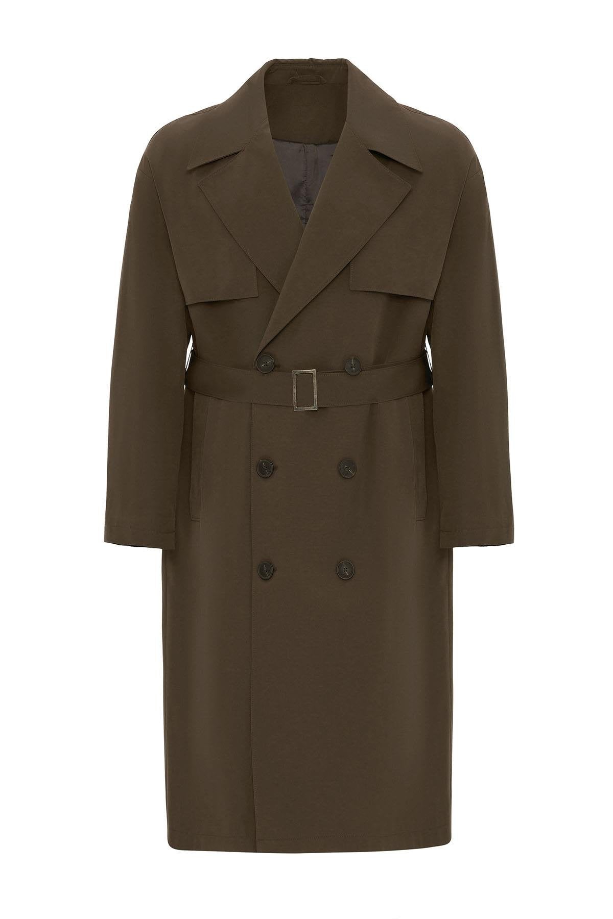 Antioch-Koyu Kahve Kruvaze Kapama Kemerli Trençkot-Trençkot-7-Milagron.com