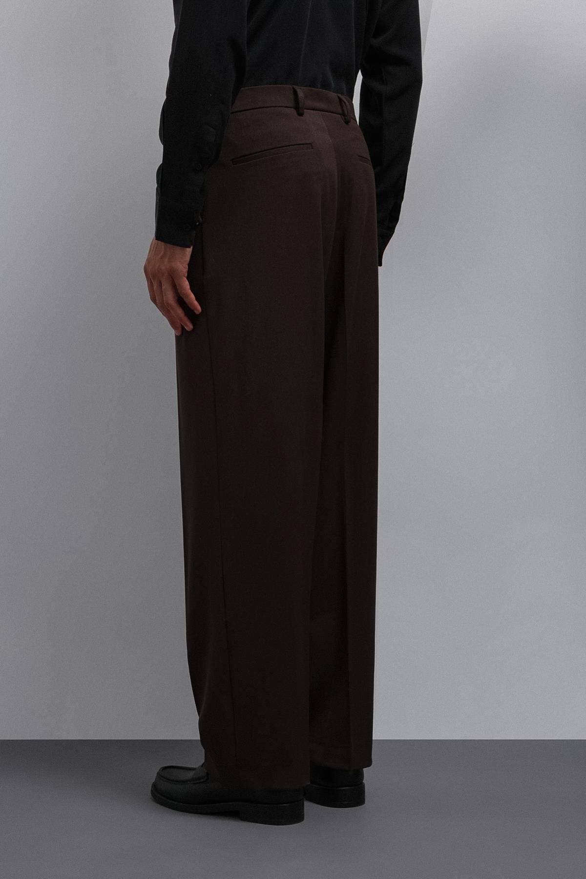 Antioch-Koyu Kahve Relax Fit Baggy Pilili Erkek Pantolon-Pantolon-5-Milagron.com