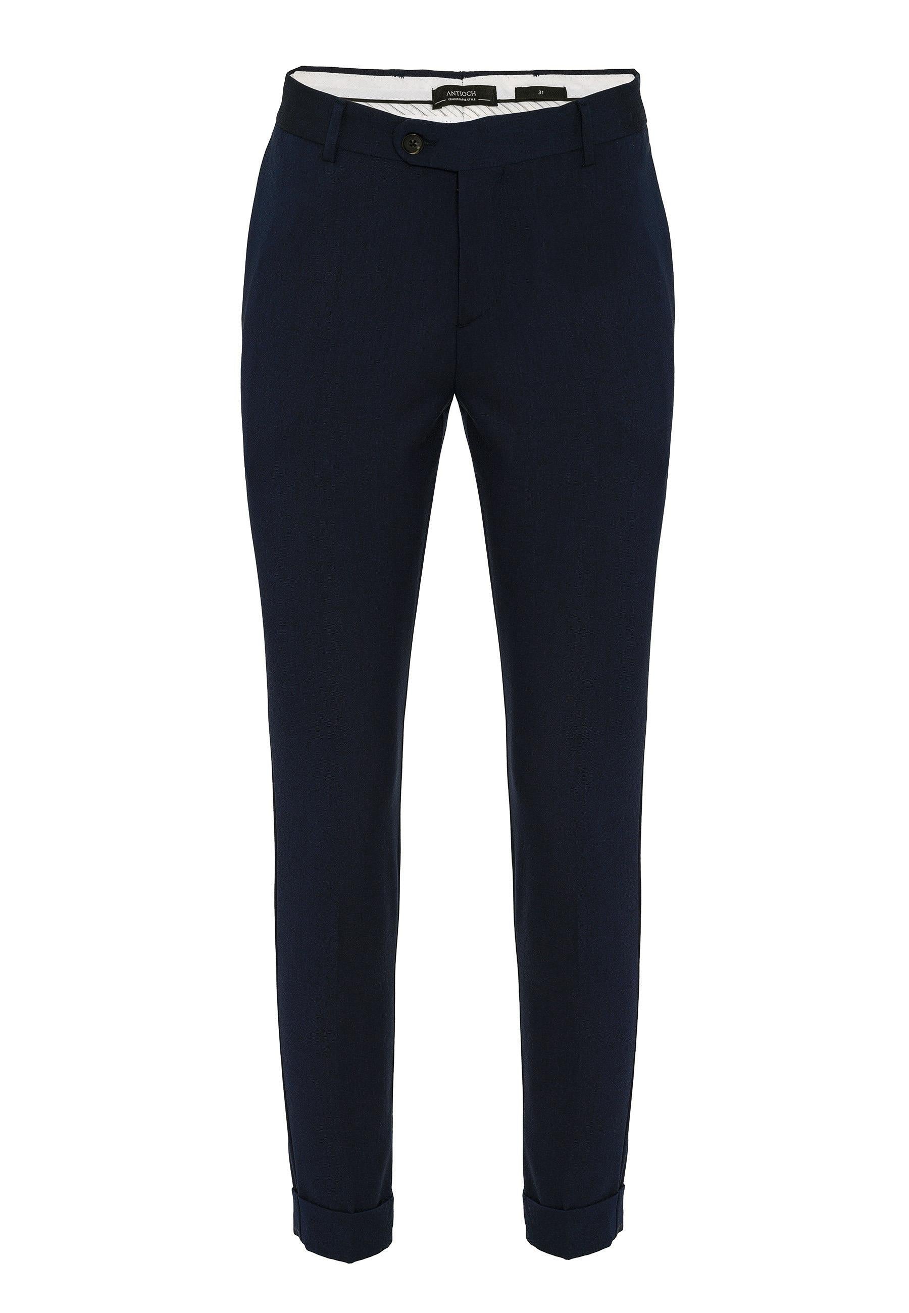 Antioch-Koyu Lacivert Regular Fit Duble Paça Erkek Pantolon-Kumaş Pantolon-8-Milagron.com