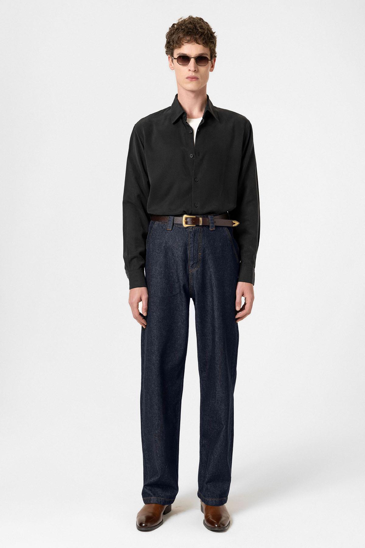 Antioch-Koyu Lacivert Relaxed Fit Erkek Kot Pantolon-Kot Pantolon-2-Milagron.com