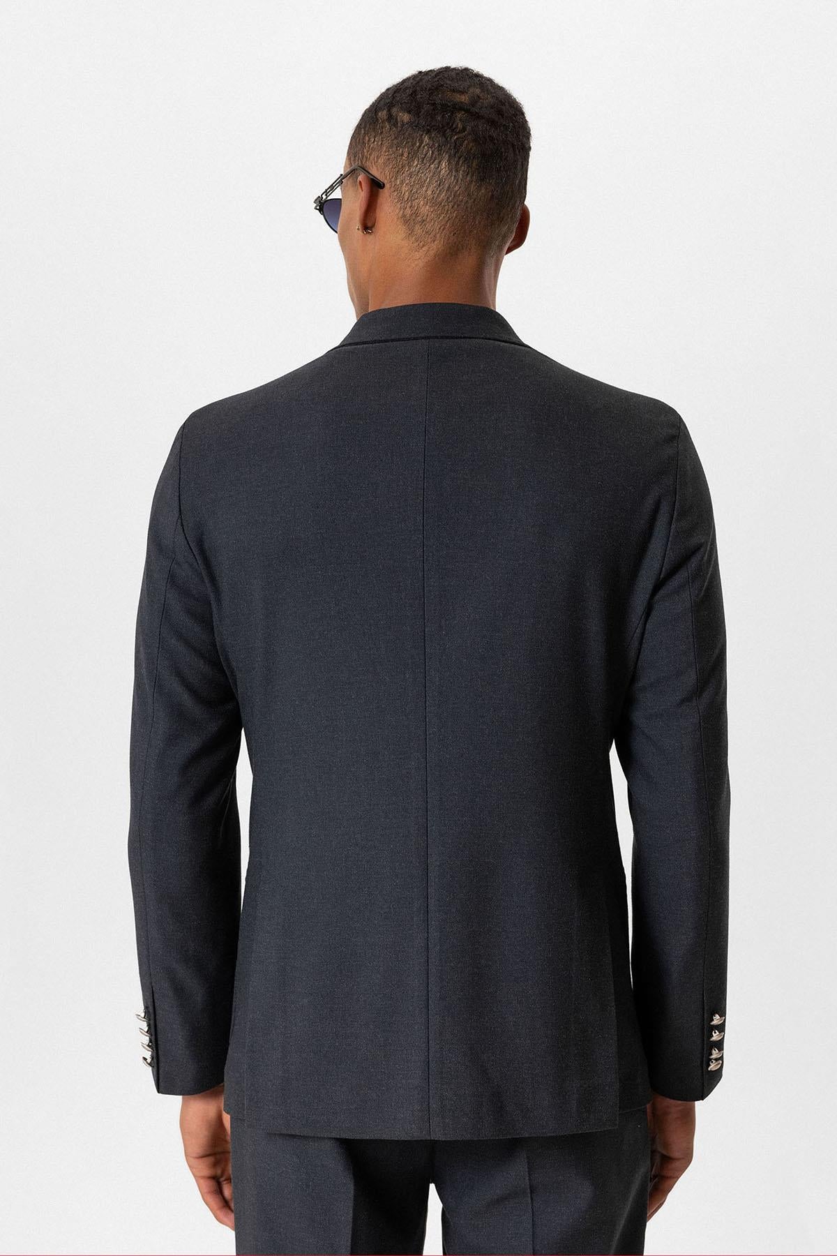 Antioch-Lacivert Astarsız Kruvaze Erkek Blazer Ceket-Ceket-8-Milagron.com