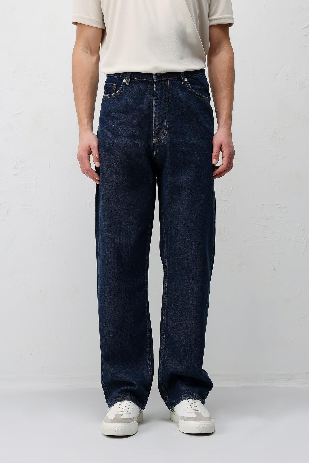 Antioch Lacivert Baggy Fit Erkek Jean