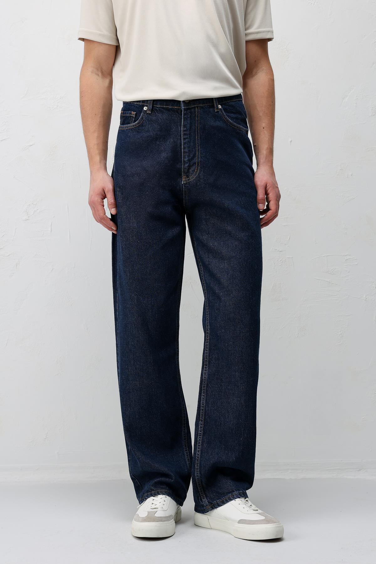 Antioch Lacivert Baggy Fit Erkek Jean