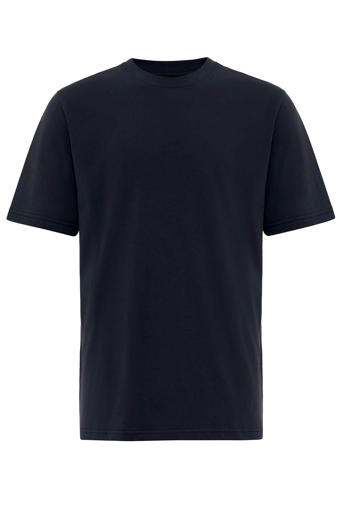 Antioch-Lacivert Bisiklet Yaka Basic T Shirt-T-Shirts-7-Milagron.com
