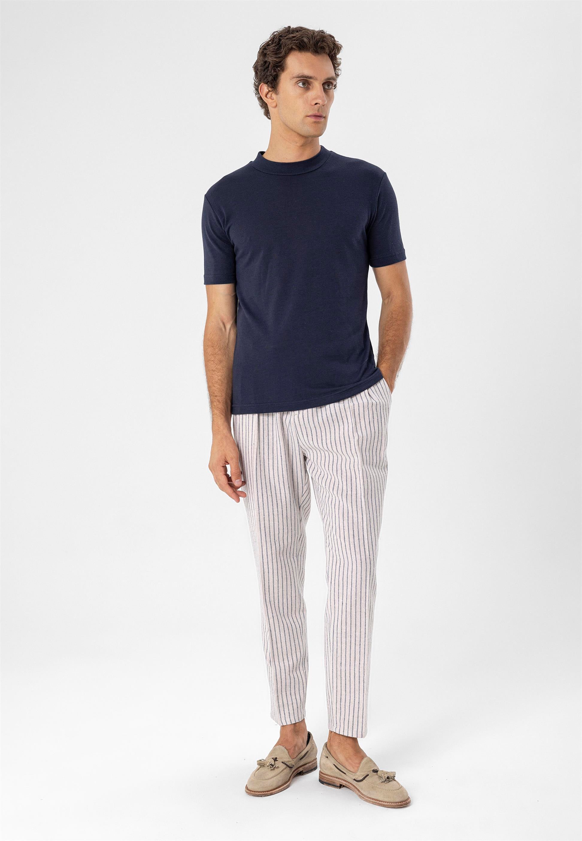 Antioch-Lacivert Bisiklet Yaka Slim Fit T Shirt-T-Shirts-1-Milagron.com