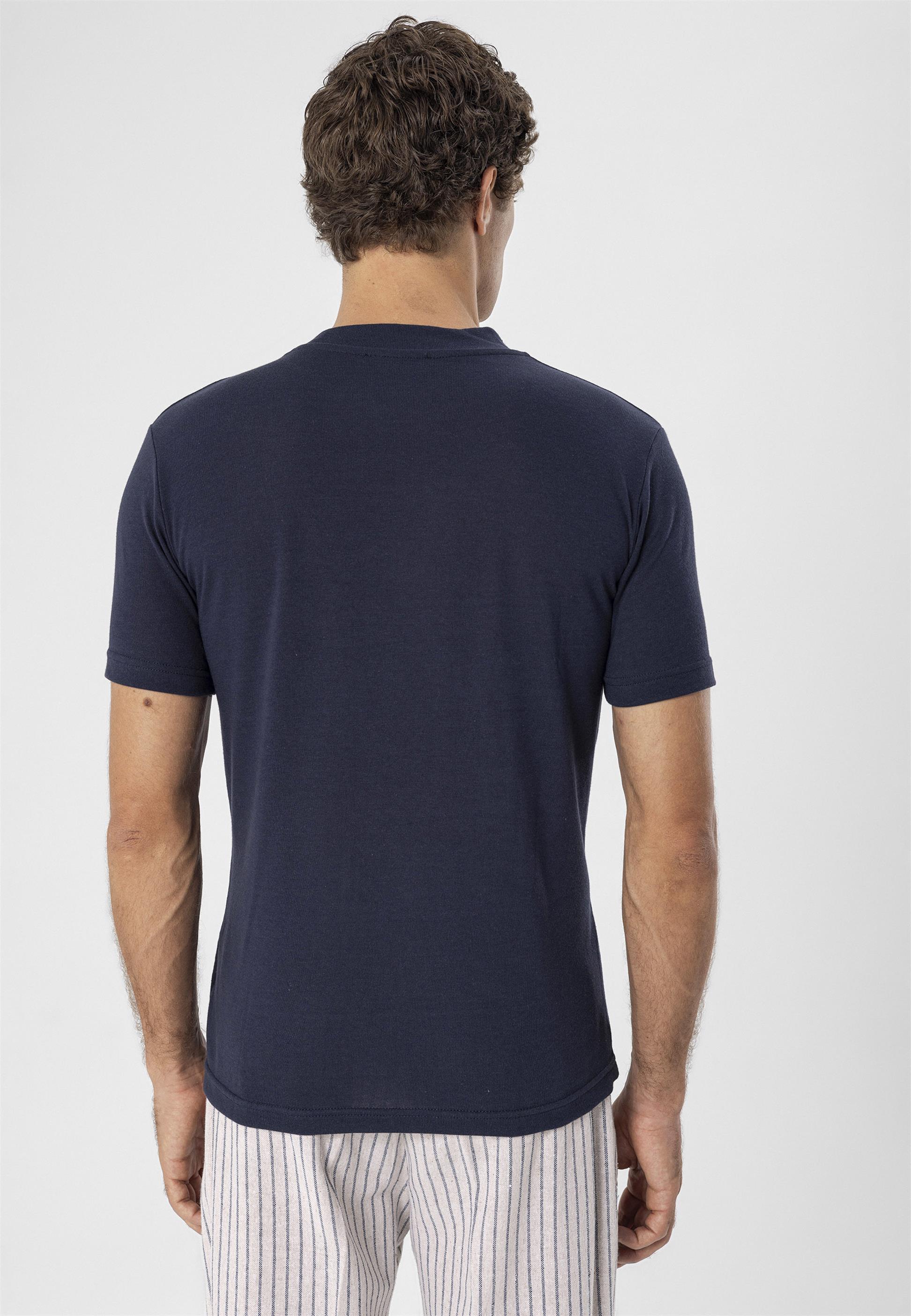 Antioch-Lacivert Bisiklet Yaka Slim Fit T Shirt-T-Shirts-3-Milagron.com