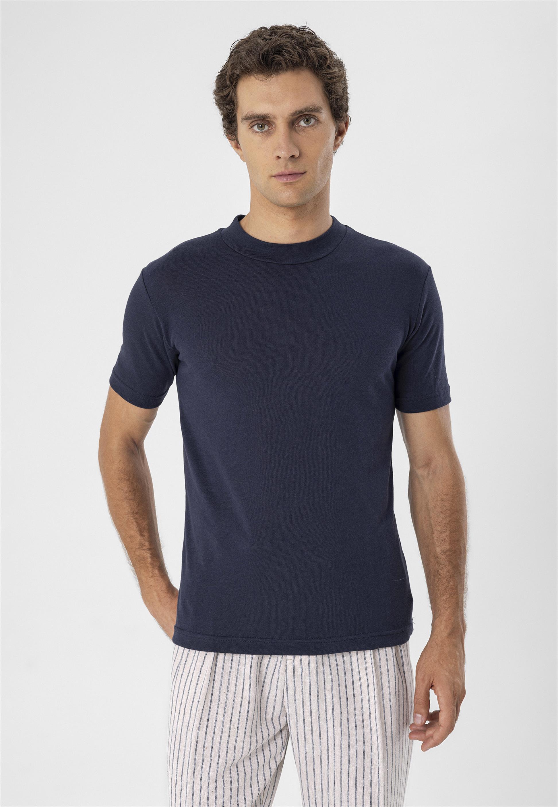 Antioch-Lacivert Bisiklet Yaka Slim Fit T Shirt-T-Shirts-5-Milagron.com