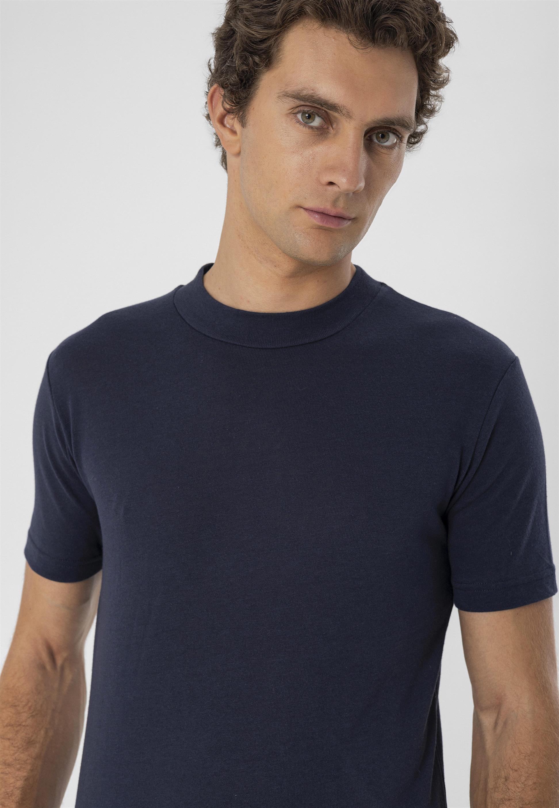 Antioch-Lacivert Bisiklet Yaka Slim Fit T Shirt-T-Shirts-6-Milagron.com
