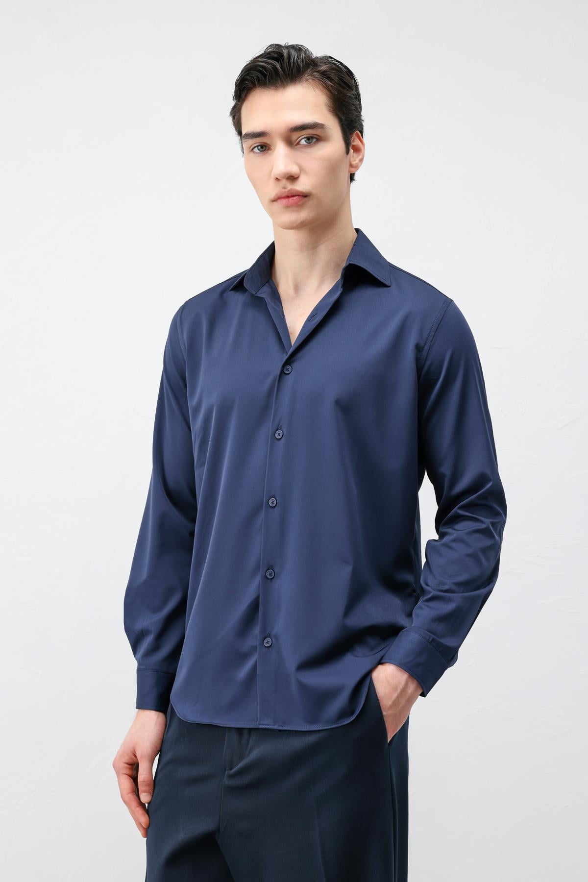 Antioch Lacivert Comfort Slim Erkek Gömlek