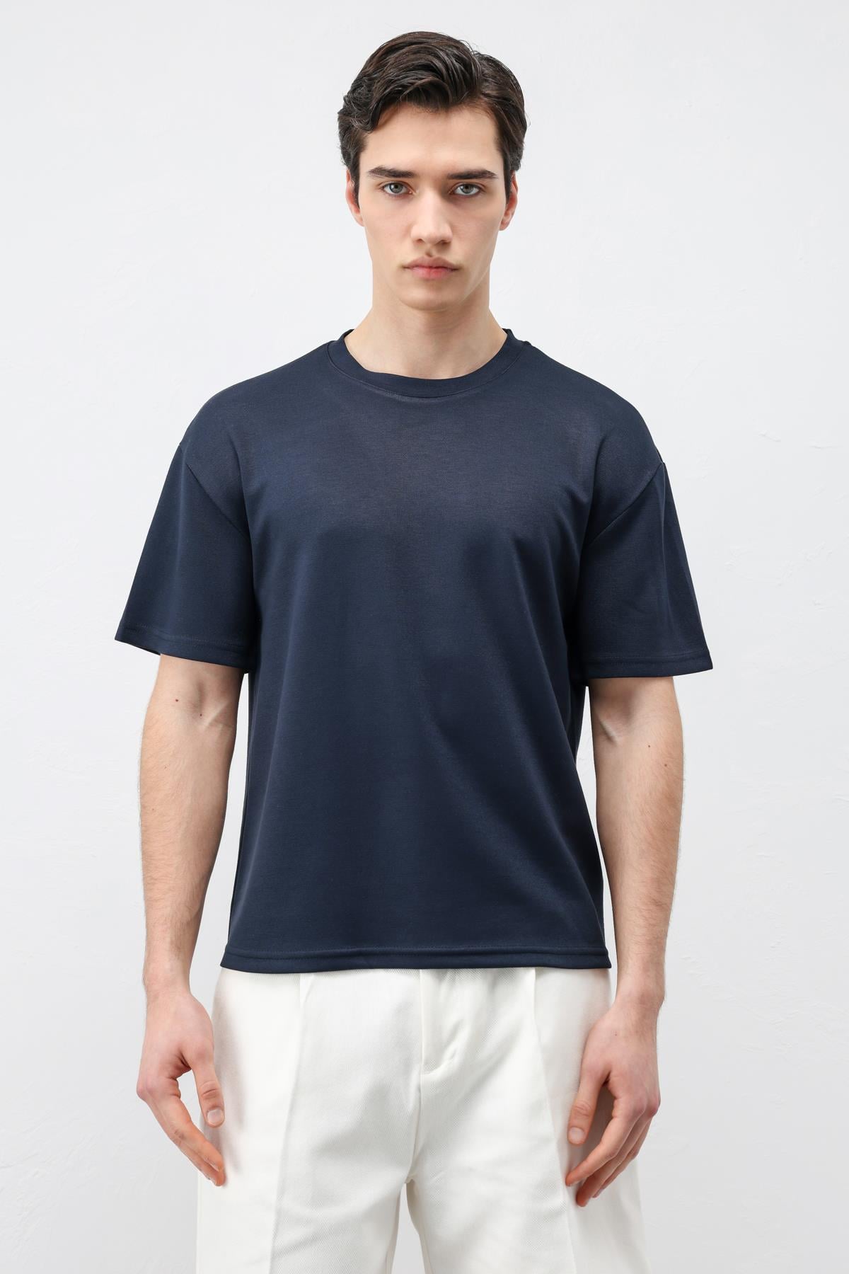 Antioch Lacivert Crop Fit Erkek T-Shirt