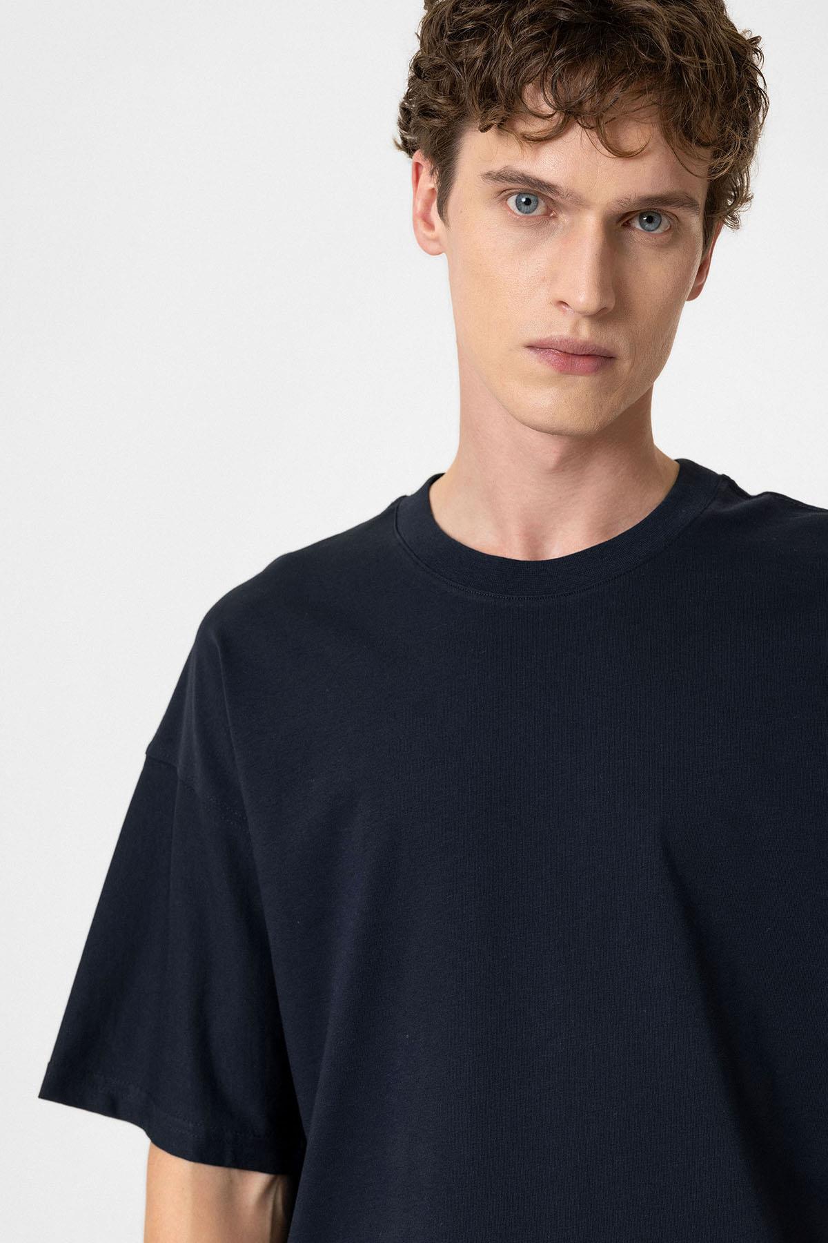 Antioch-Lacivert Crop Fit Erkek T Shirt-T-Shirts-4-Milagron.com