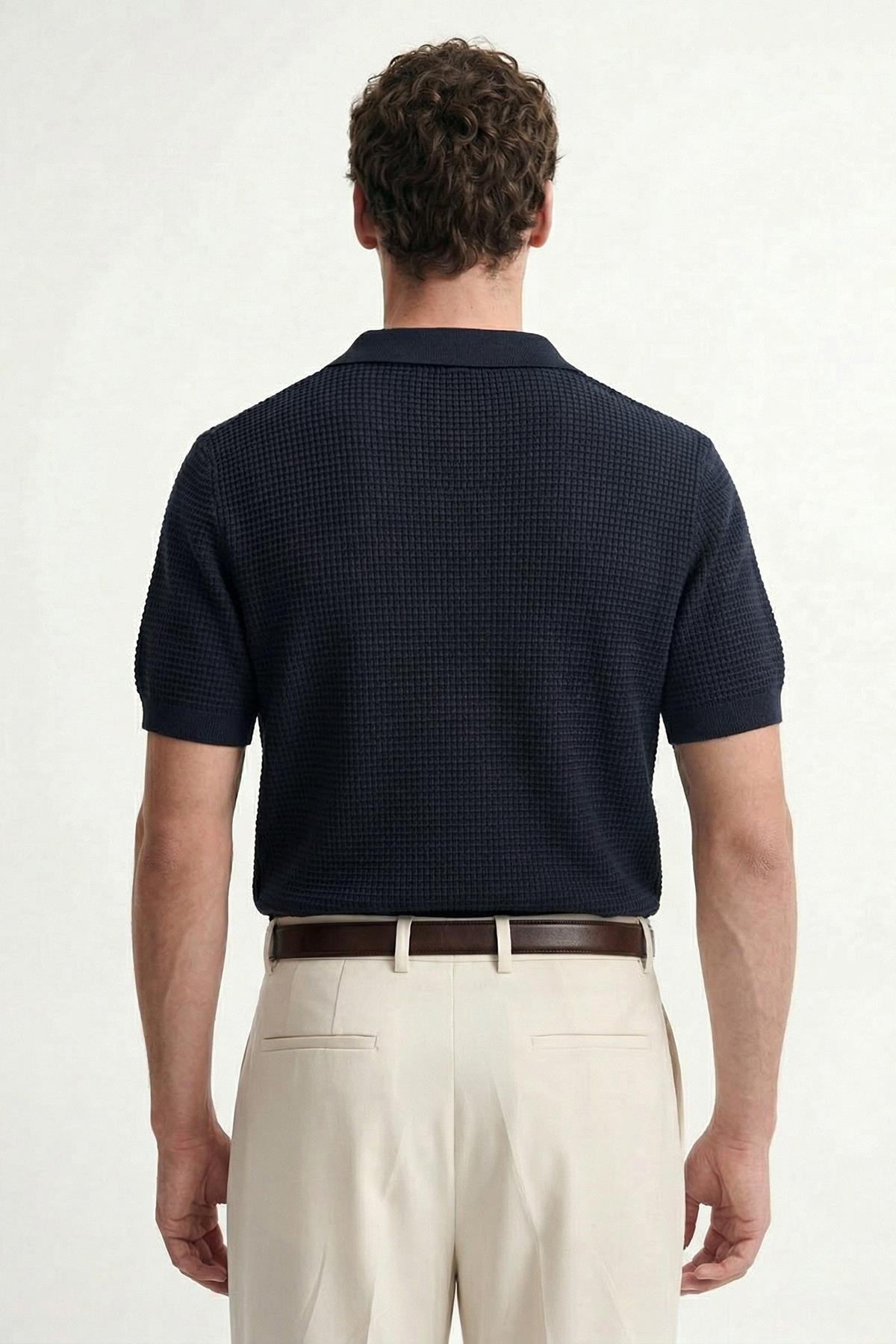 Antioch Lacivert Dokulu Polo Yaka Erkek T-Shirt