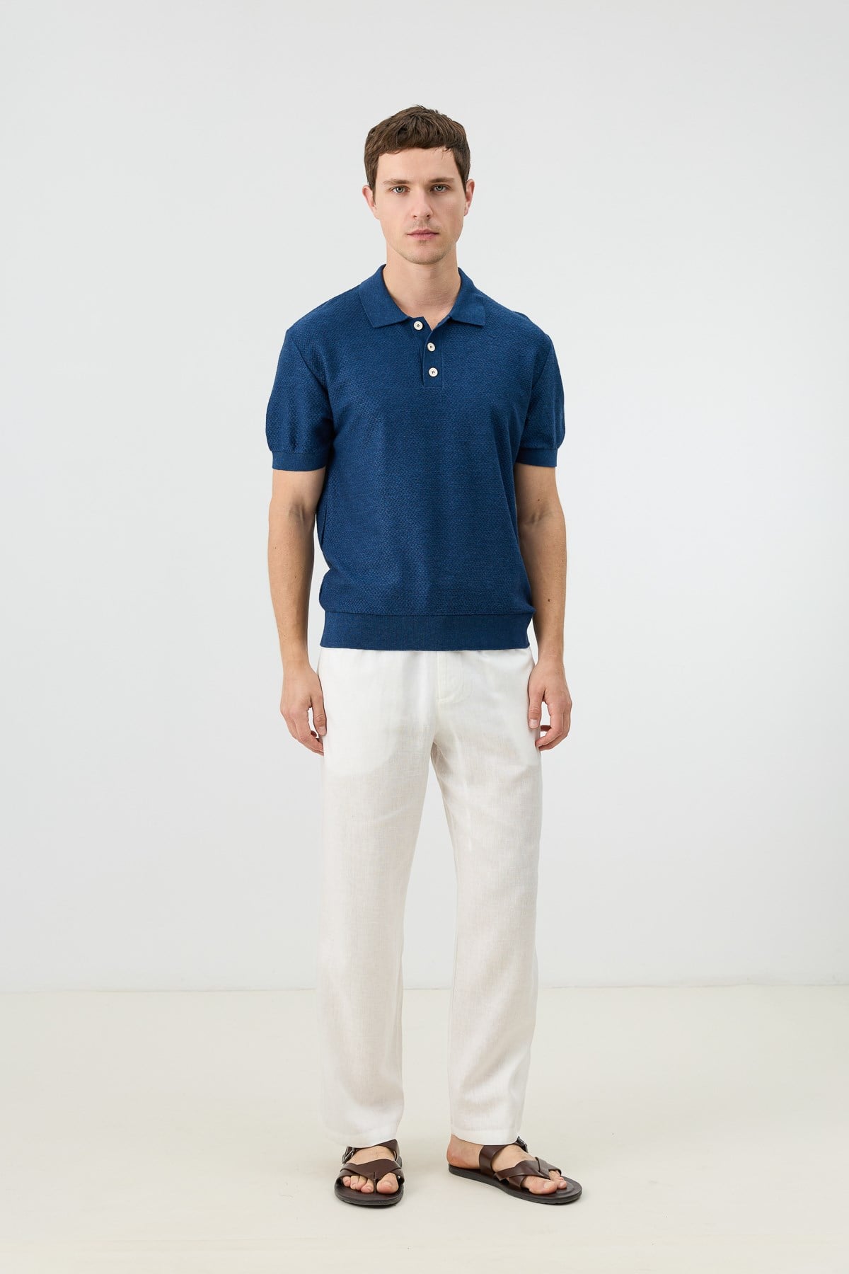 Antioch Lacivert Dokulu Polo Yaka Triko Erkek T-Shirt