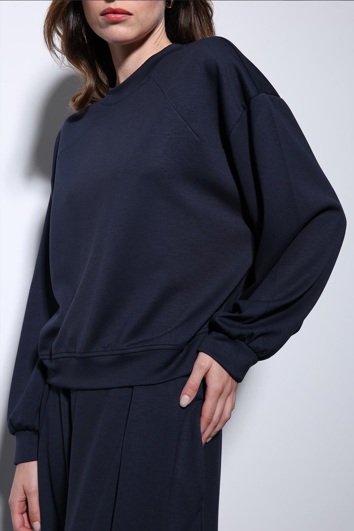 Antioch-Lacivert Geniş Paça Relaxed Kadın Takım-Takım-5-Milagron.com