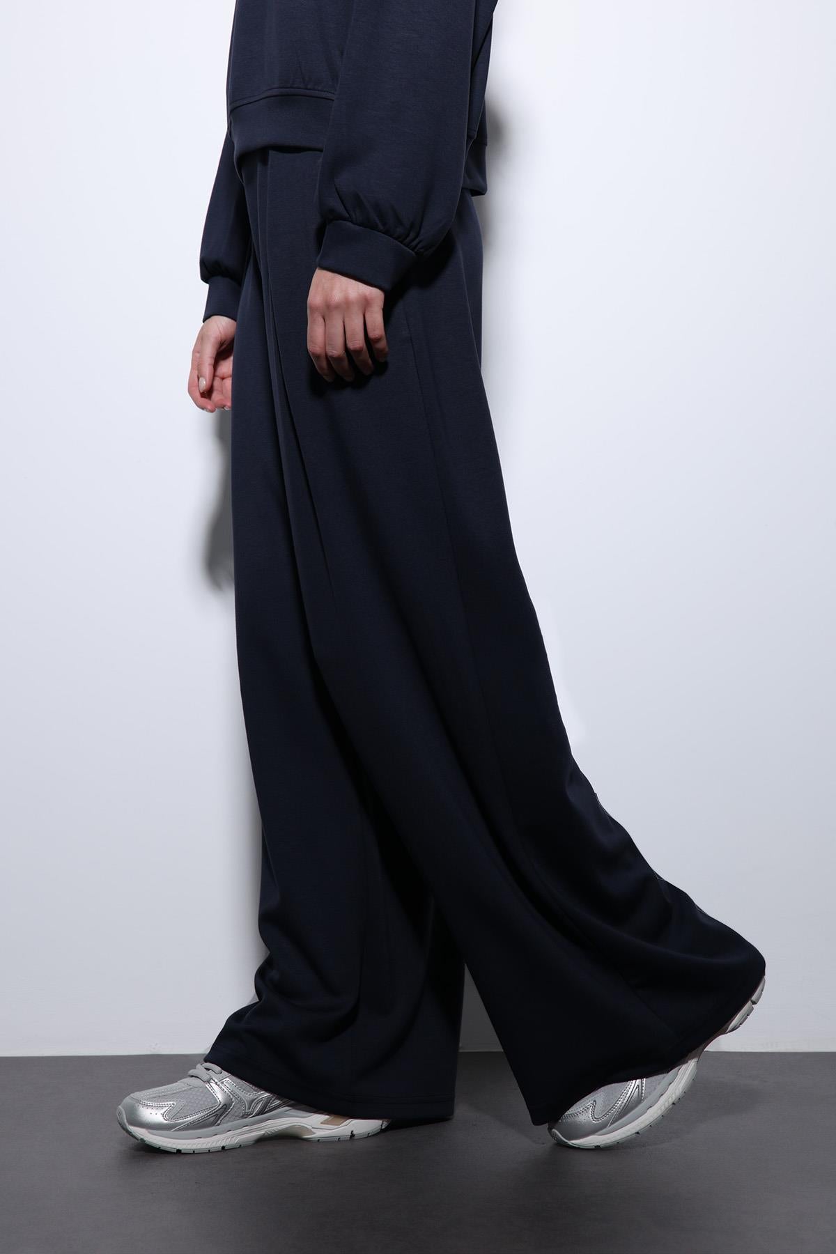 Antioch-Lacivert Geniş Paça Relaxed Kadın Takım-Takım-7-Milagron.com