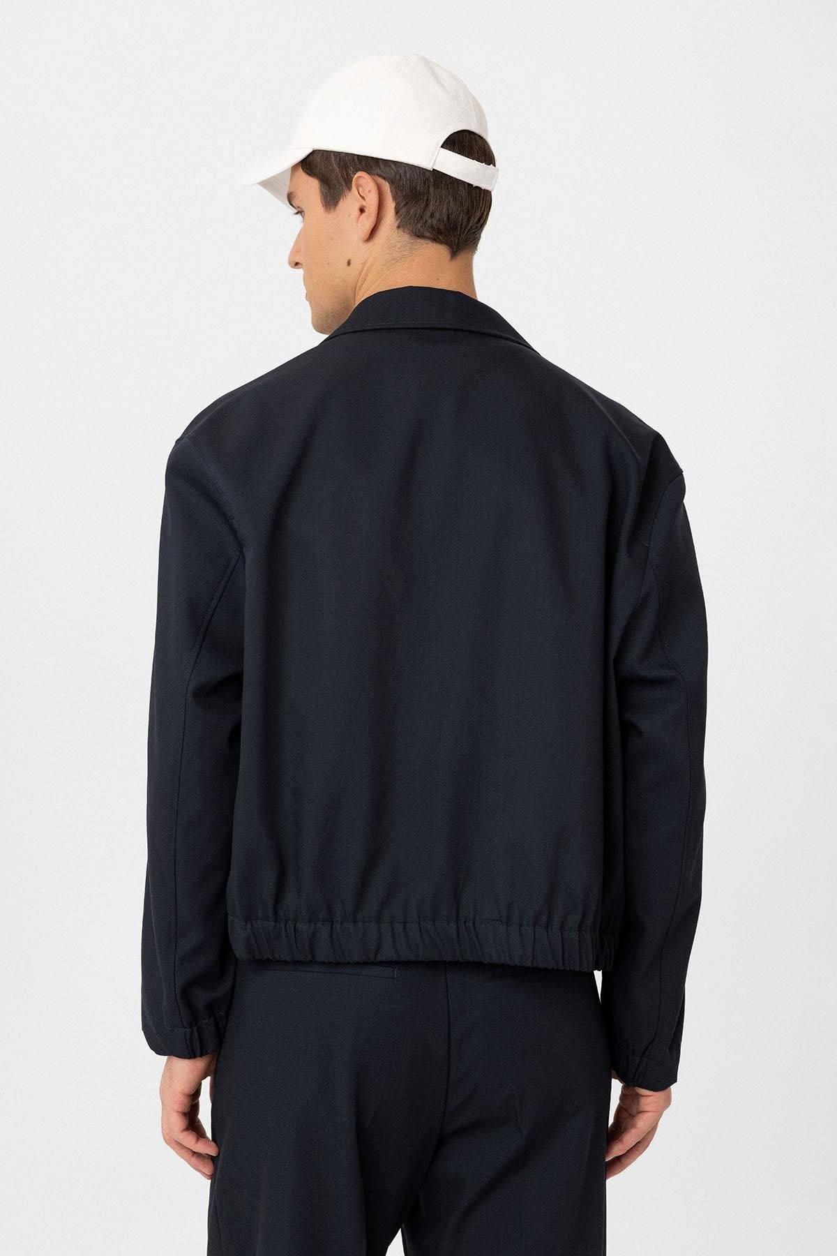 Antioch-Lacivert Gizli Düğme Mevsimlik Relax Fit Erkek Mont-Mont-5-Milagron.com