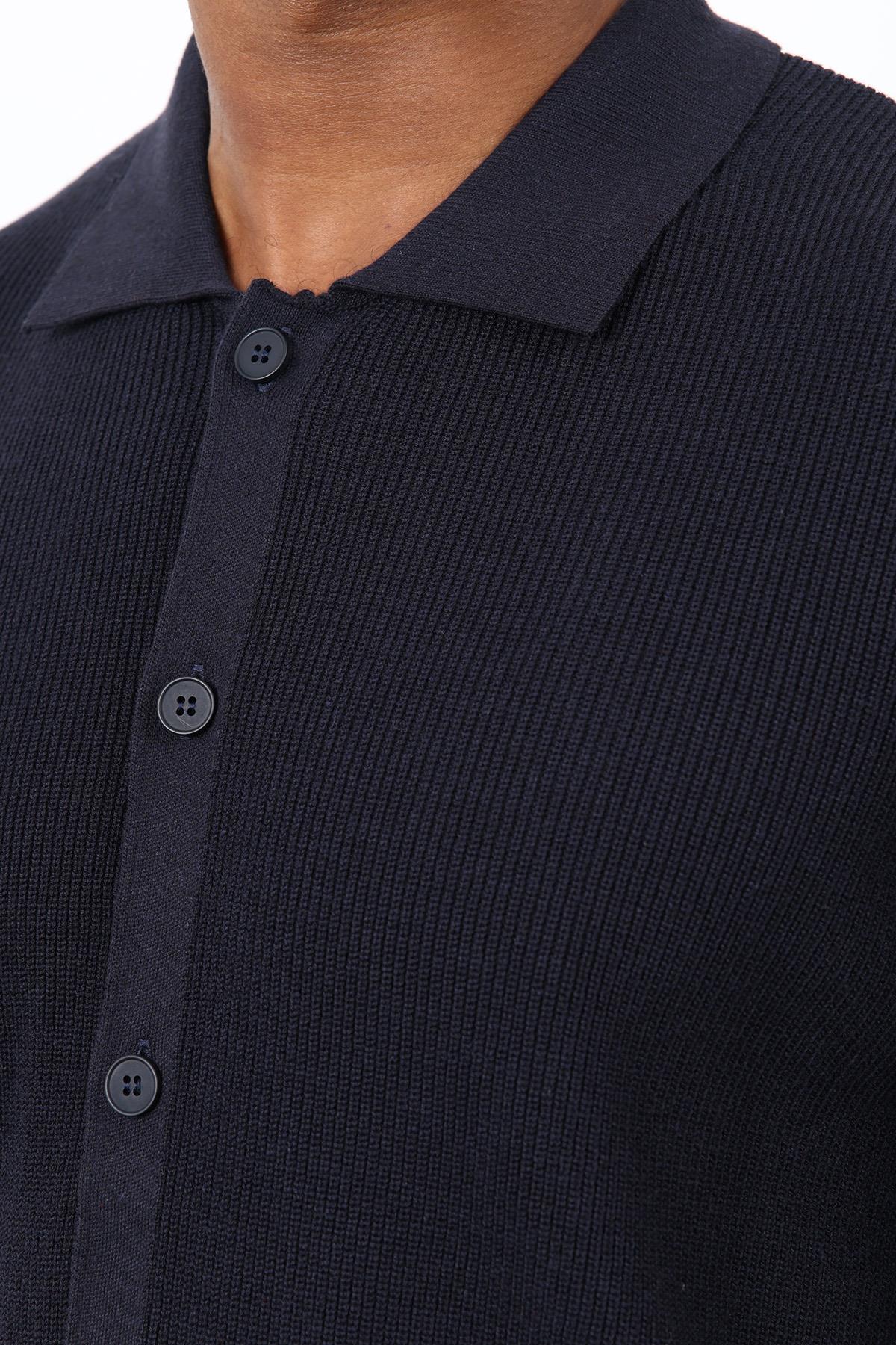 Antioch-Lacivert İnce örgü Triko Erkek Hırka-Hırka-6-Milagron.com