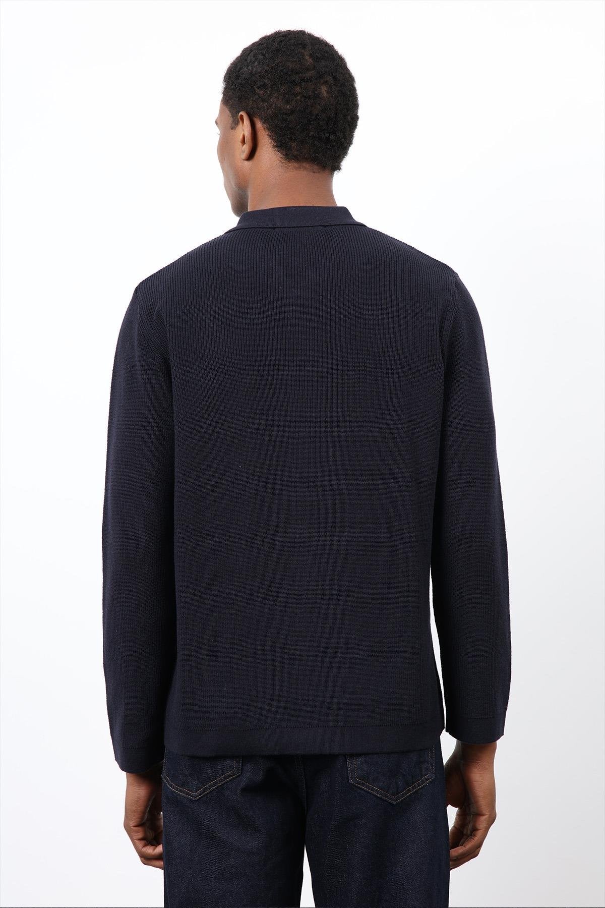 Antioch-Lacivert İnce örgü Triko Erkek Hırka-Hırka-7-Milagron.com