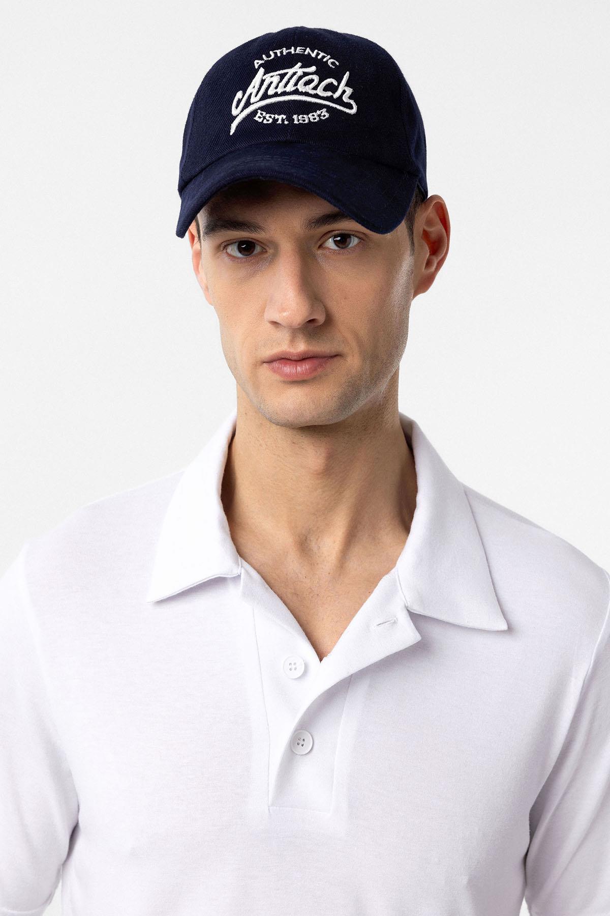 Antioch-Lacivert İşlemeli Erkek Şapka-Şapka-1-Milagron.com