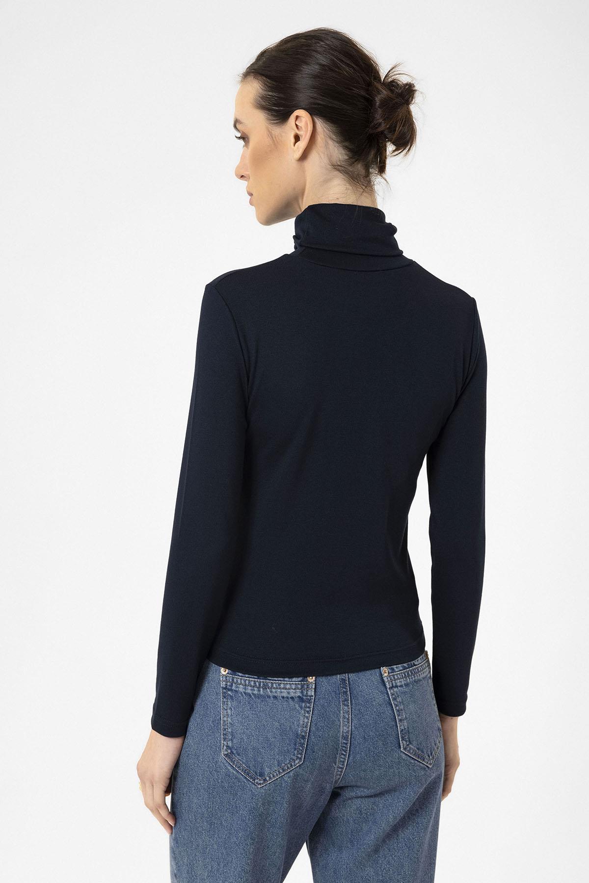 Antioch-Lacivert Kadın Boğazlı Triko Kazak-Kazak & Triko-6-Milagron.com