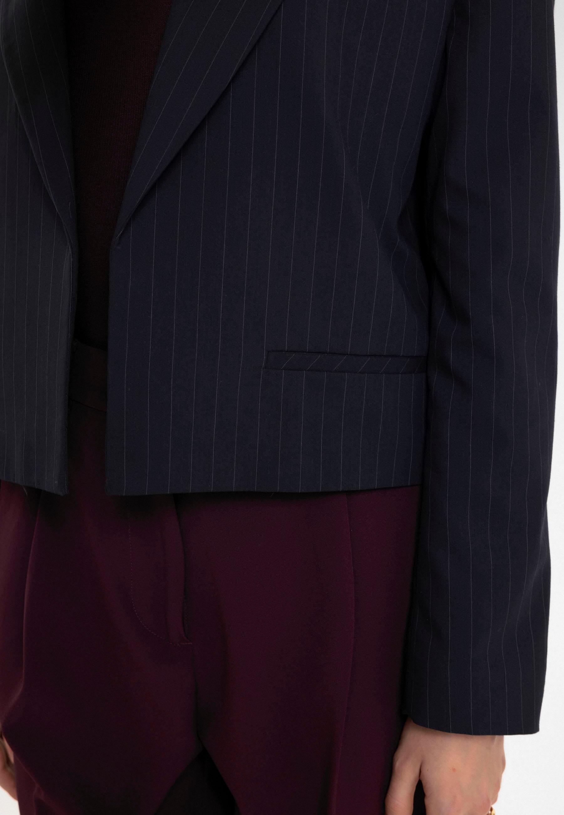 Antioch-Lacivert Kadın İnce Çizgili Crop Blazer Ceket-Ceket-4-Milagron.com