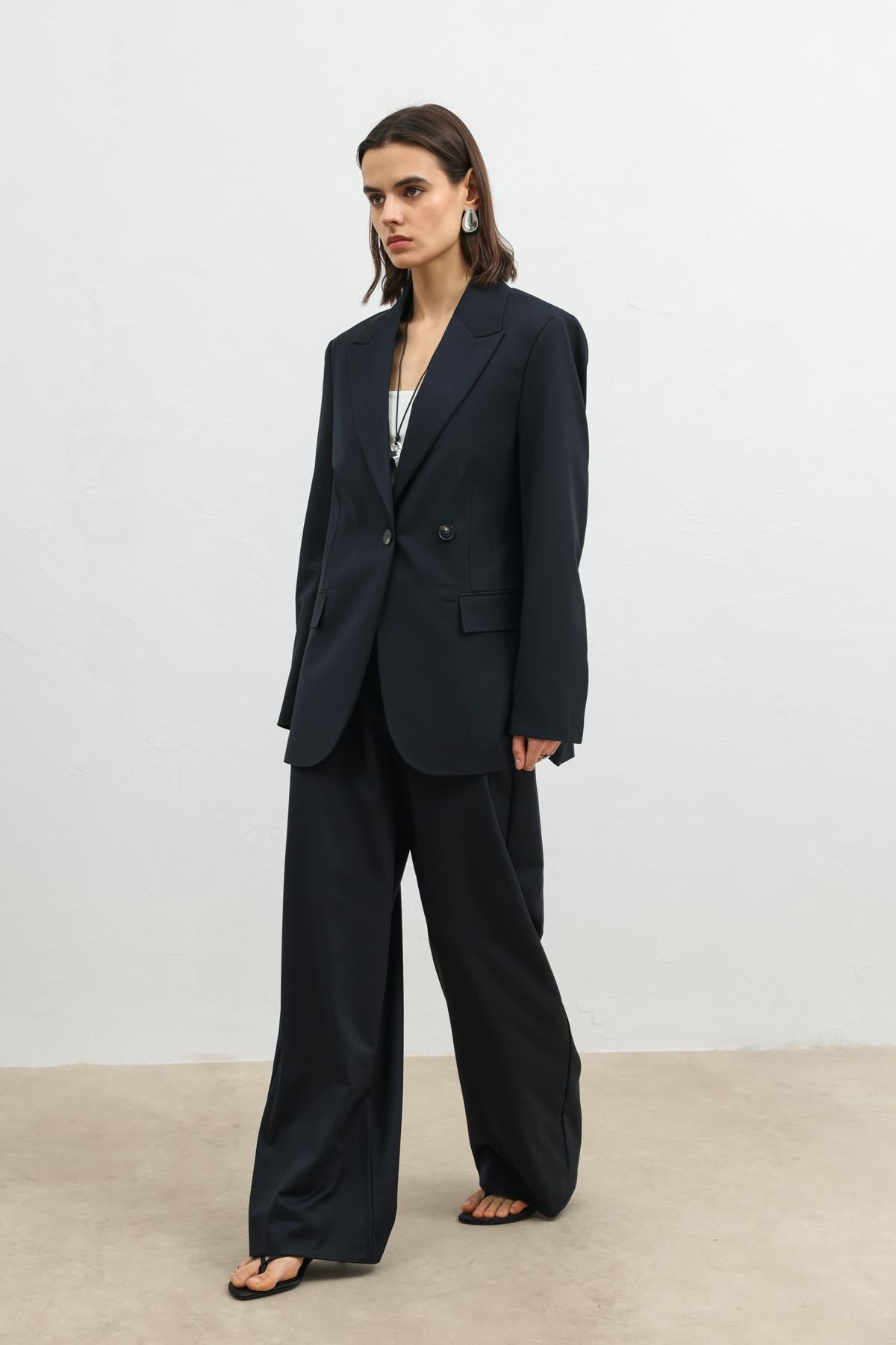 Antioch Lacivert Kruvaze Kadın Blazer