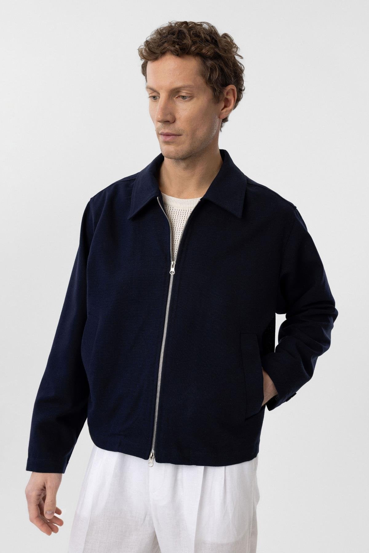 Antioch-Lacivert Mevsimlik Relax Fit Erkek Mont-Mont-3-Milagron.com