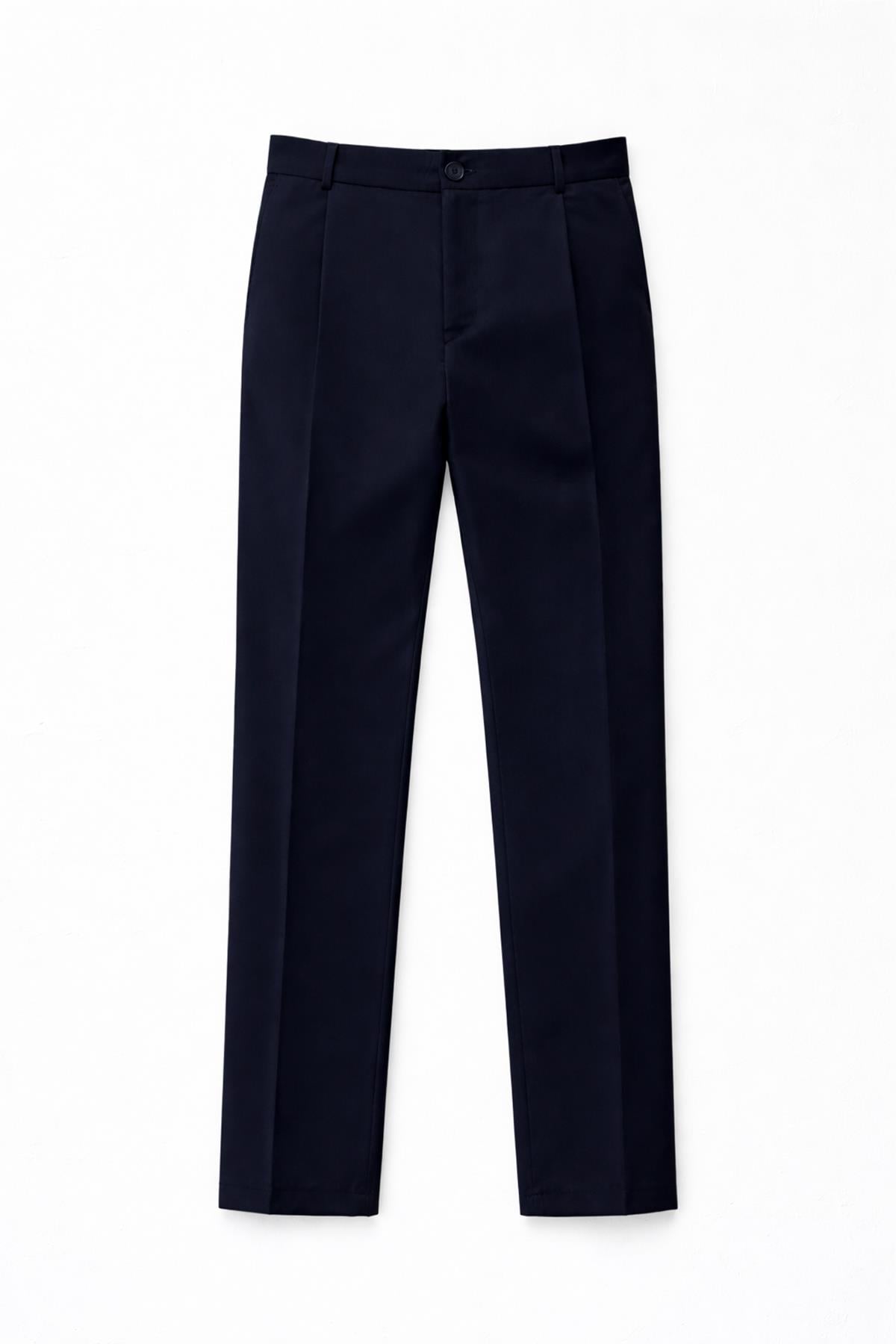 Antioch Lacivert Pileli Relaxed Fit Erkek Pantolon