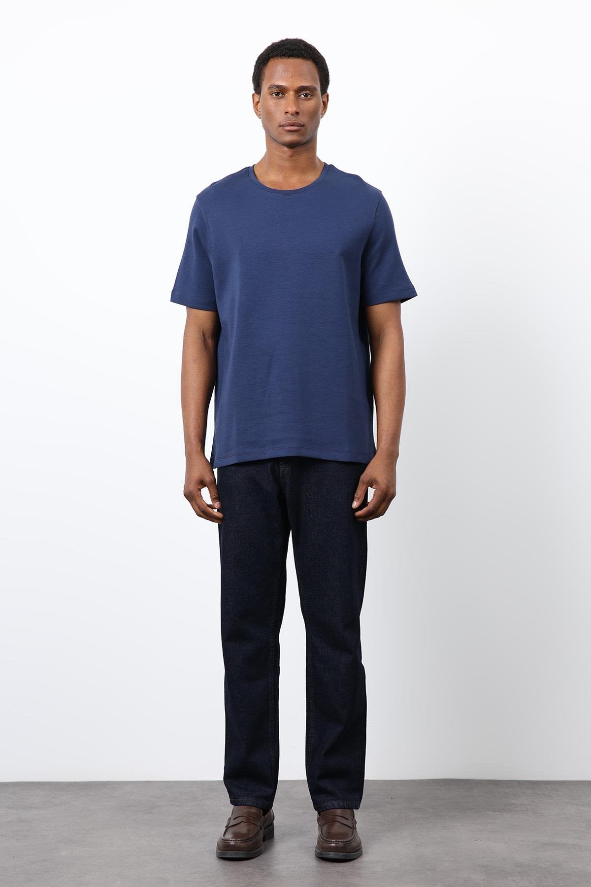 Antioch-Lacivert Regular Fit Basic Erkek T Shirt-T-Shirt-1-Milagron.com