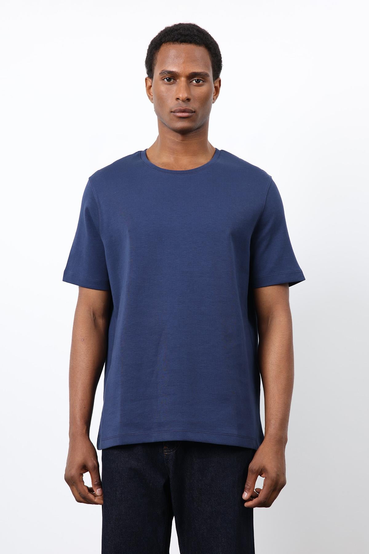 Antioch-Lacivert Regular Fit Basic Erkek T Shirt-T-Shirt-2-Milagron.com
