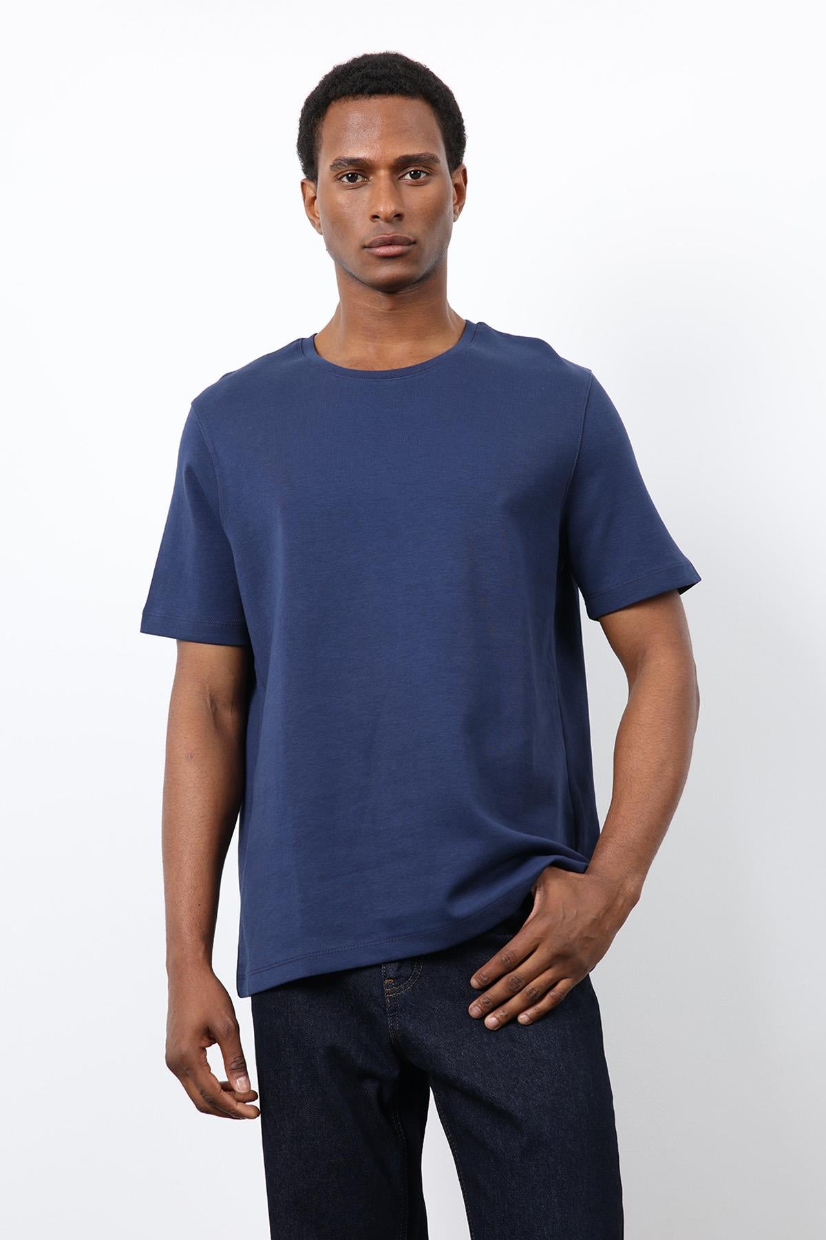 Antioch-Lacivert Regular Fit Basic Erkek T Shirt-T-Shirt-3-Milagron.com