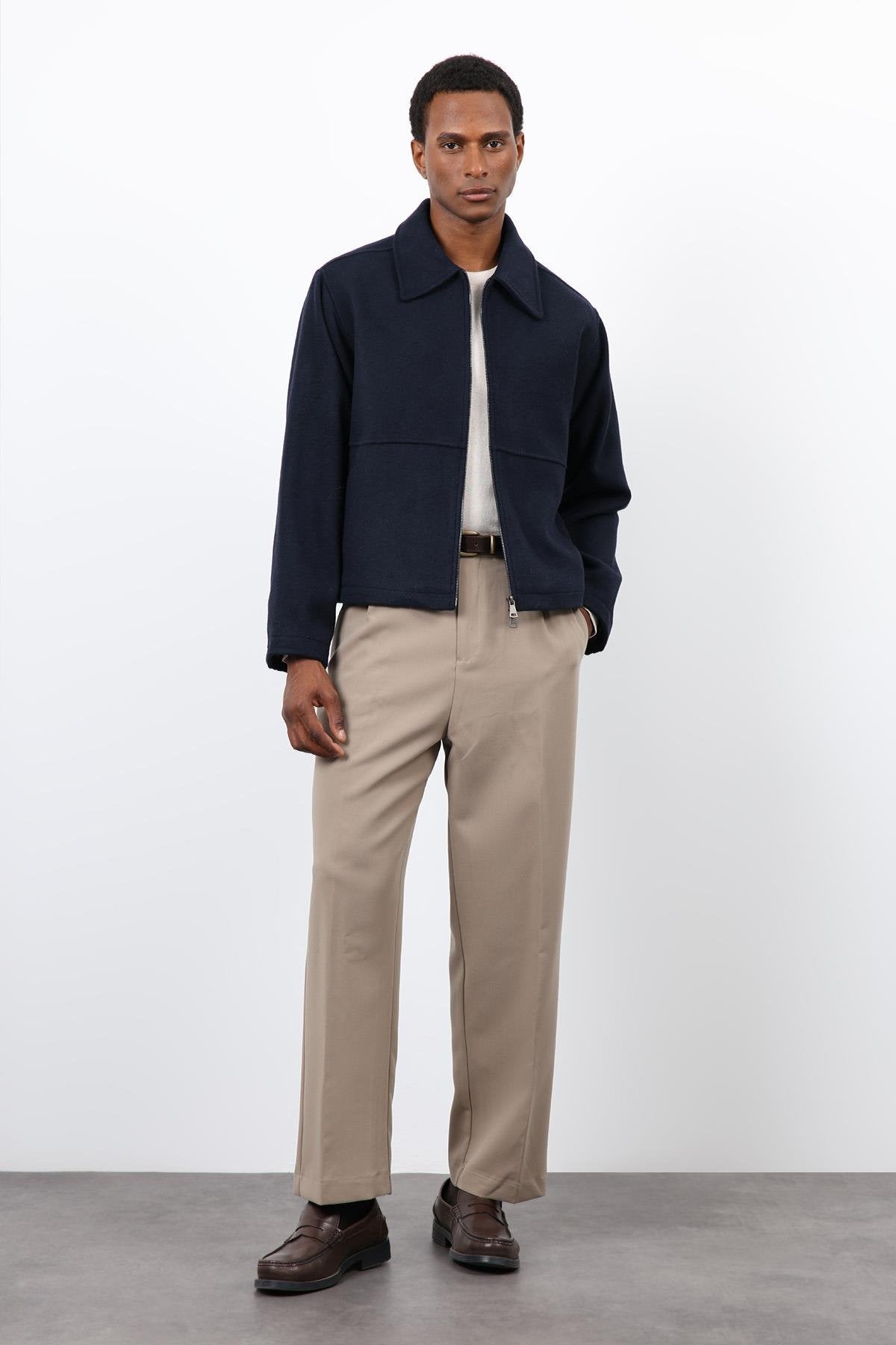 Antioch-Lacivert Regular Fit Dokulu Erkek Mont-Mont-2-Milagron.com