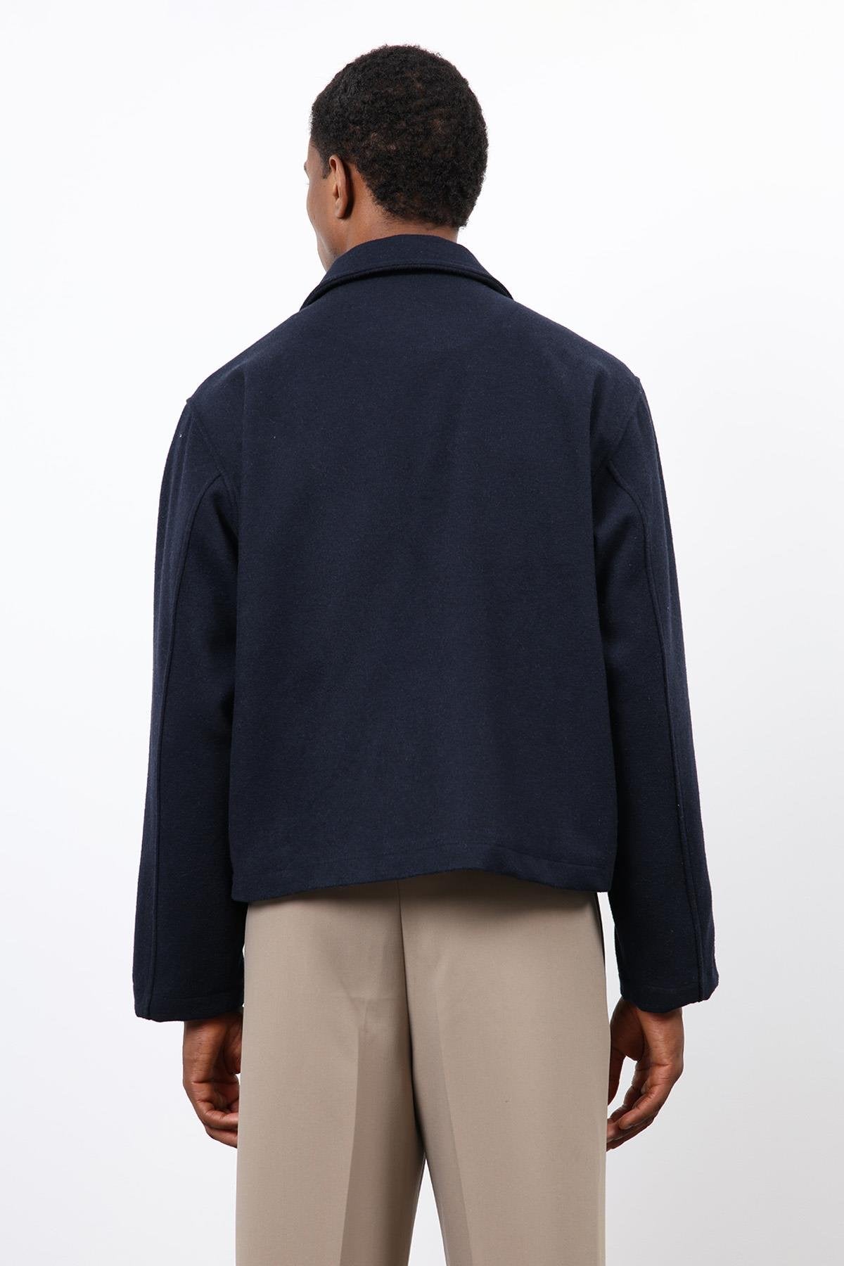 Antioch-Lacivert Regular Fit Dokulu Erkek Mont-Mont-6-Milagron.com