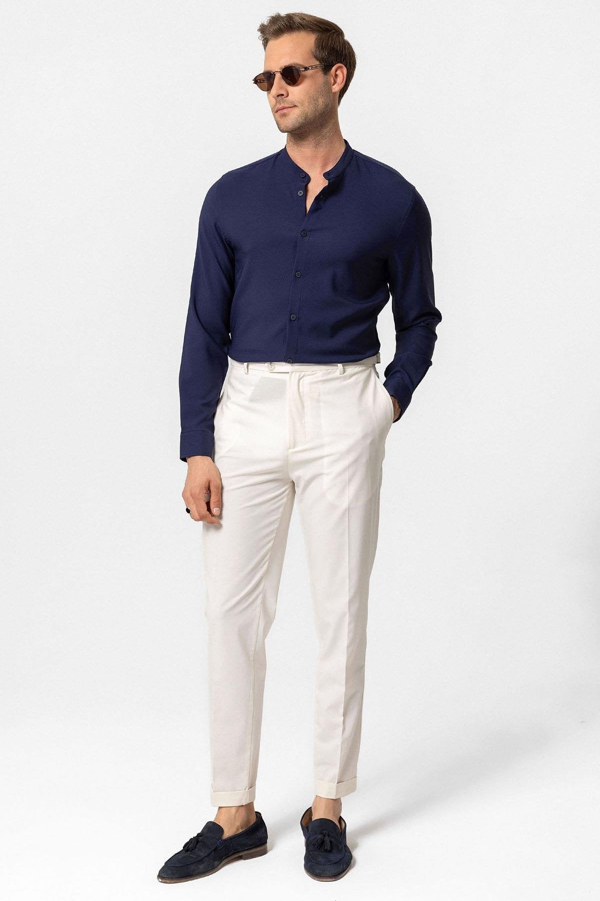 Antioch-Lacivert Regular Fit Hakim Yaka Erkek Gömlek-Gömlek-2-Milagron.com