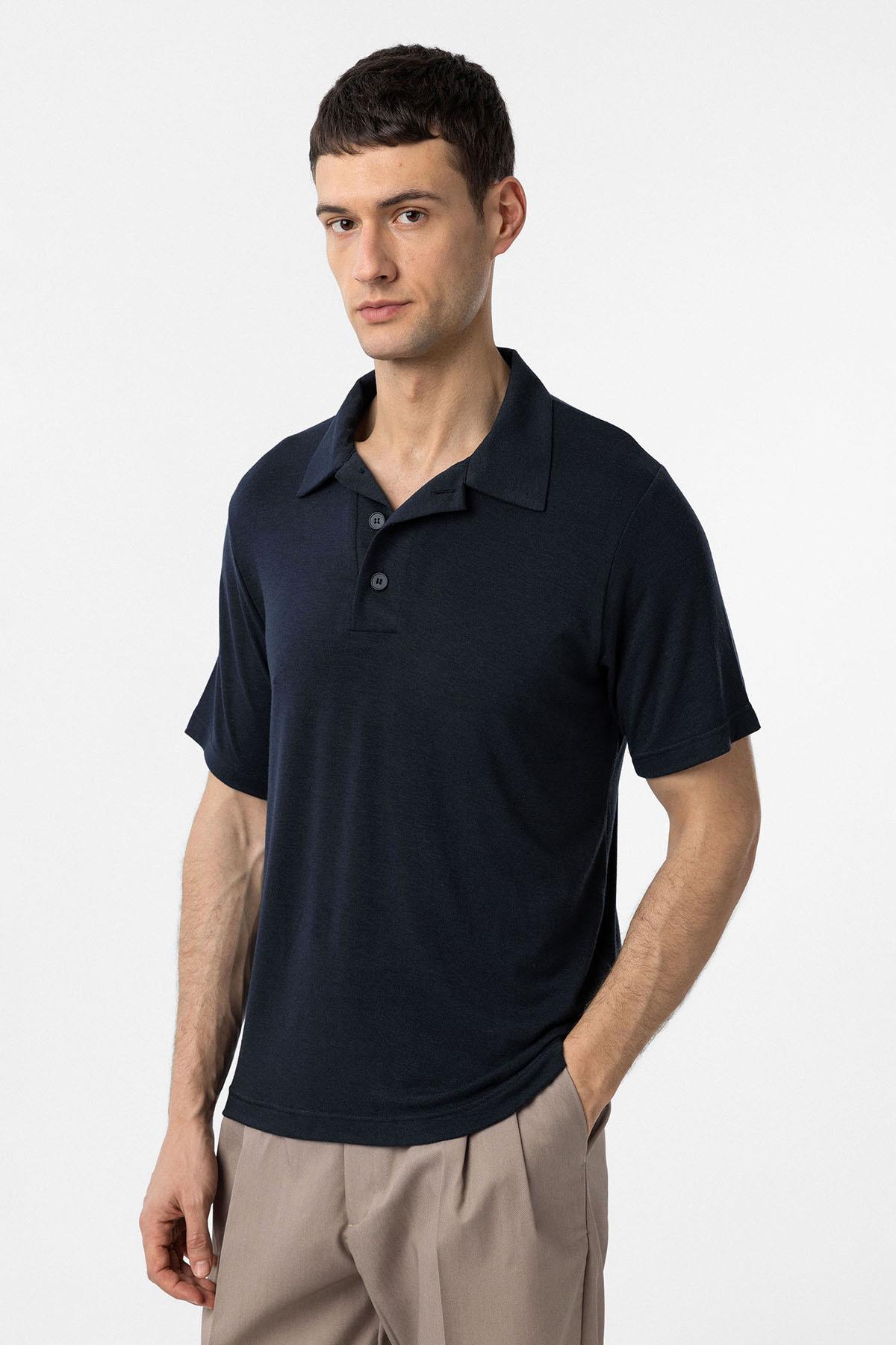 Antioch-Lacivert Regular Fit Polo Yaka Erkek T Shirt-T-Shirts-1-Milagron.com