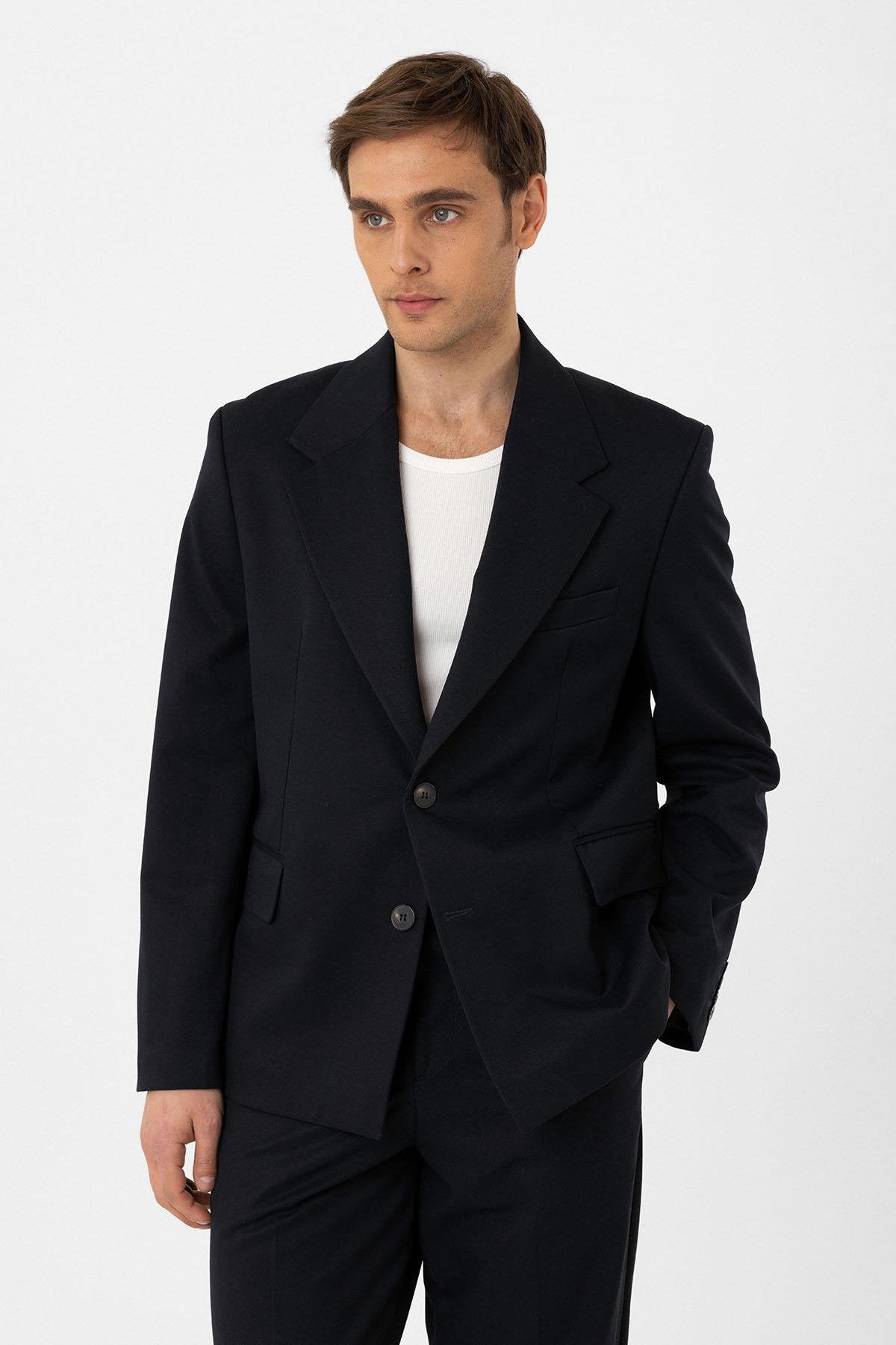 Antioch-Lacivert Relax Fit Erkek Blazer Ceket-Ceket-1-Milagron.com