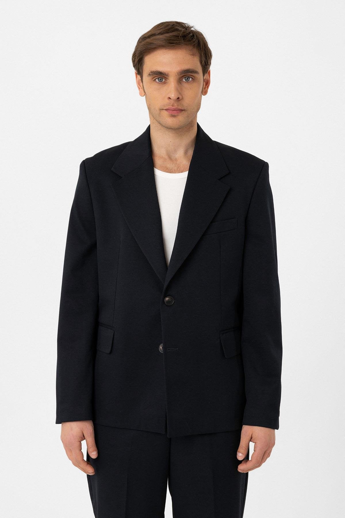Antioch-Lacivert Relax Fit Erkek Blazer Ceket-Ceket-2-Milagron.com
