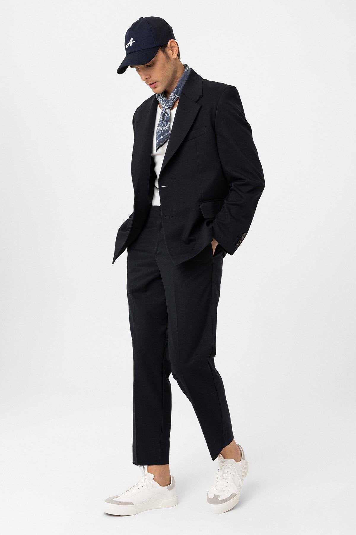 Antioch-Lacivert Relax Fit Erkek Blazer Ceket-Ceket-4-Milagron.com