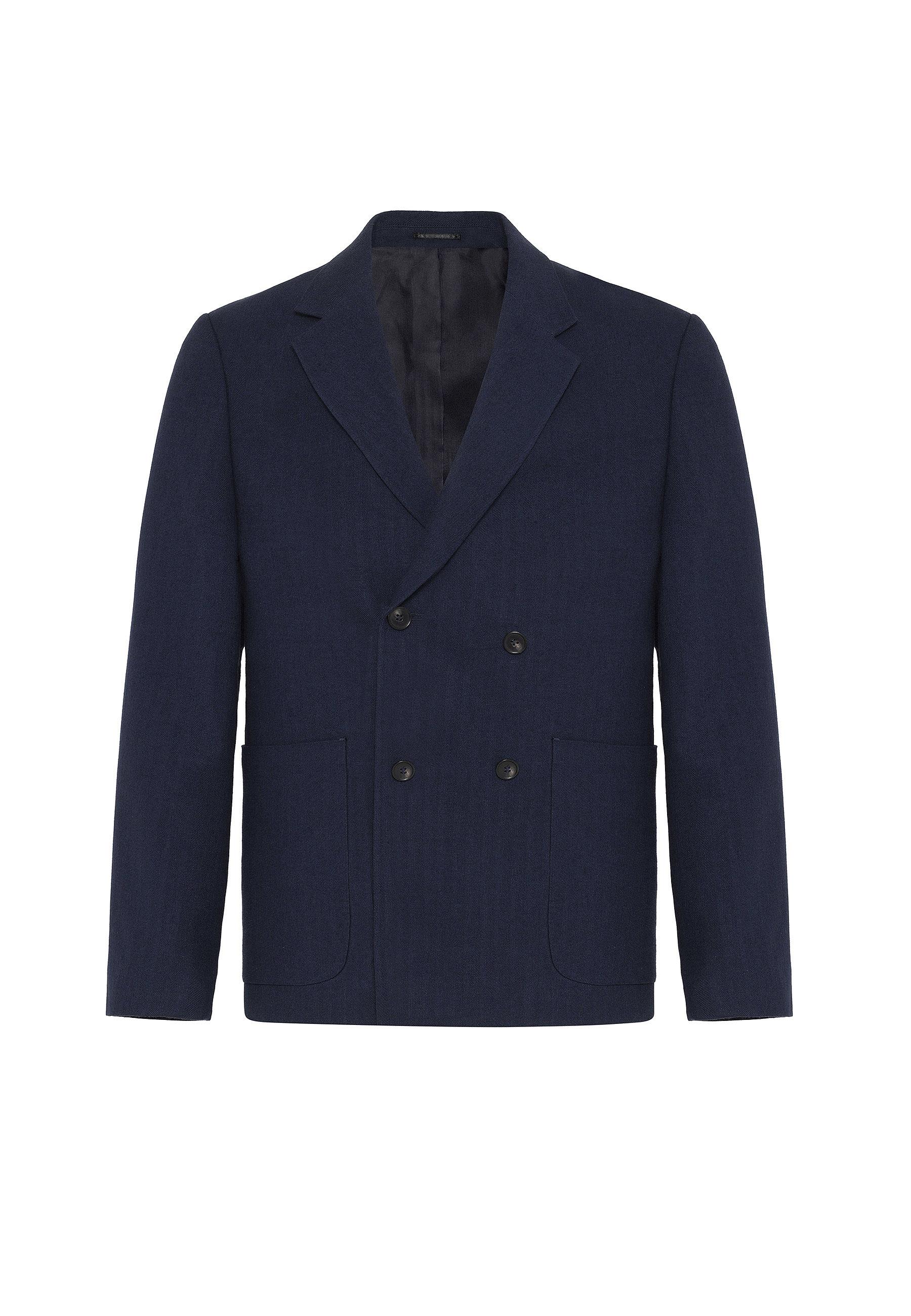 Antioch-Lacivert Relax Fit Keten Karışımlı Erkek Blazer Ceket-Blazer Ceket-5-Milagron.com