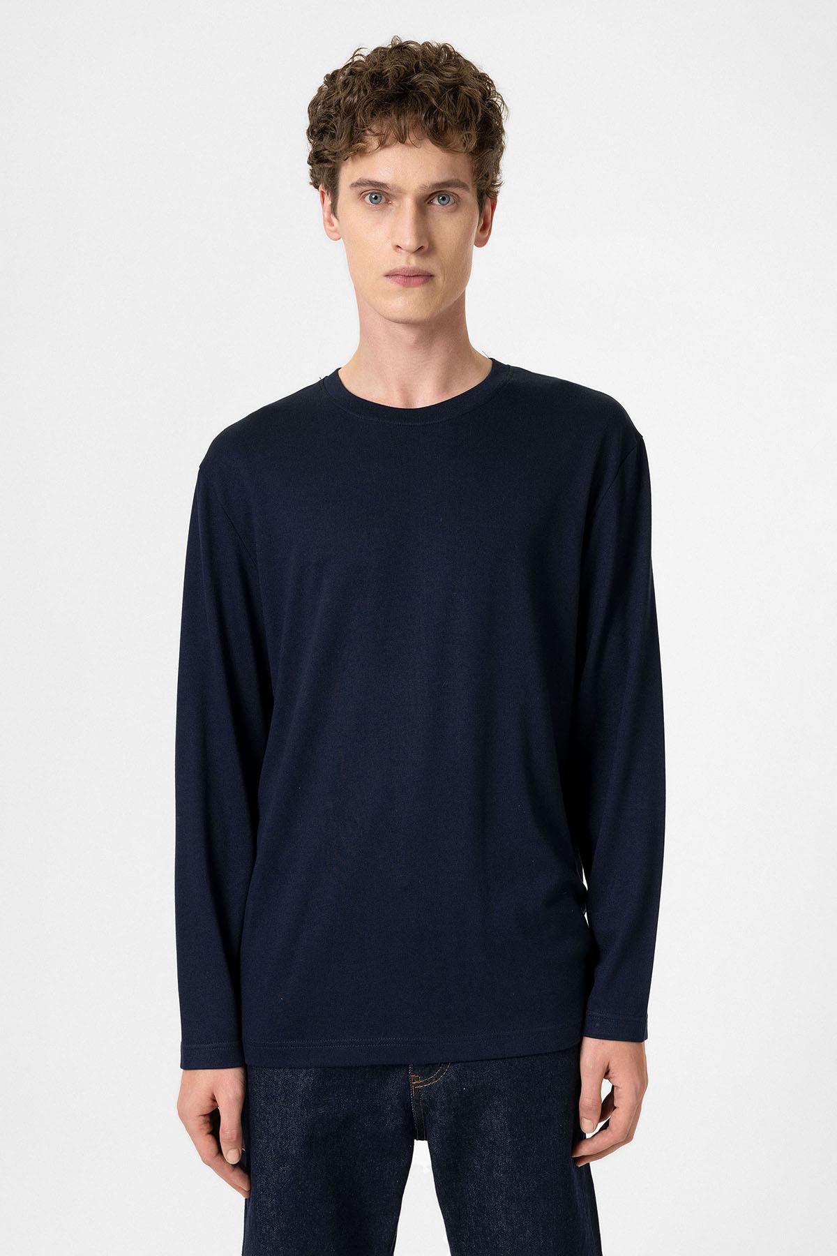 Antioch-Lacivert Relaxed Fit Basic Erkek T Shirt-T-Shirts-1-Milagron.com