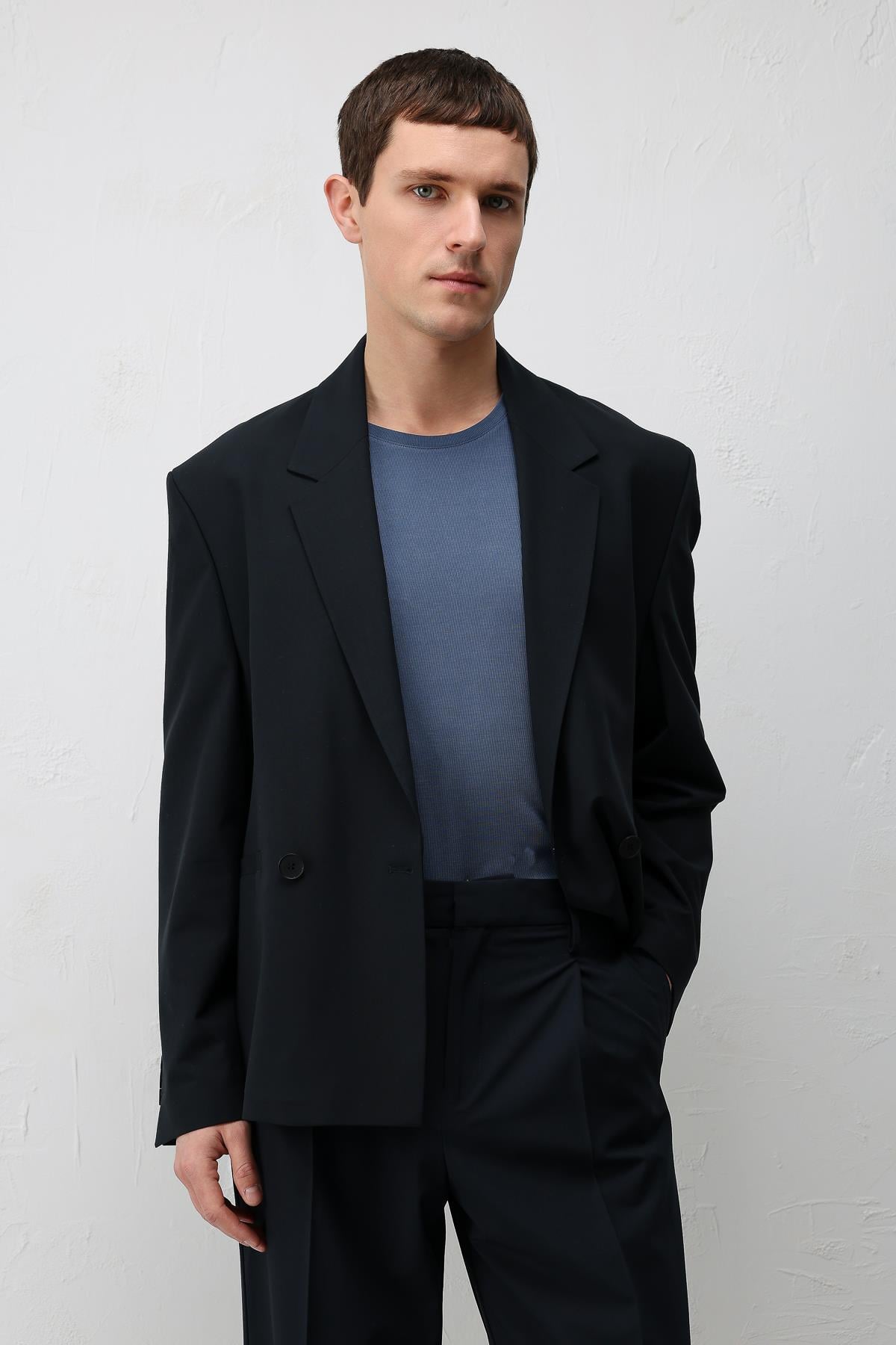 Antioch Lacivert Relaxed Fit Erkek Blazer Ceket