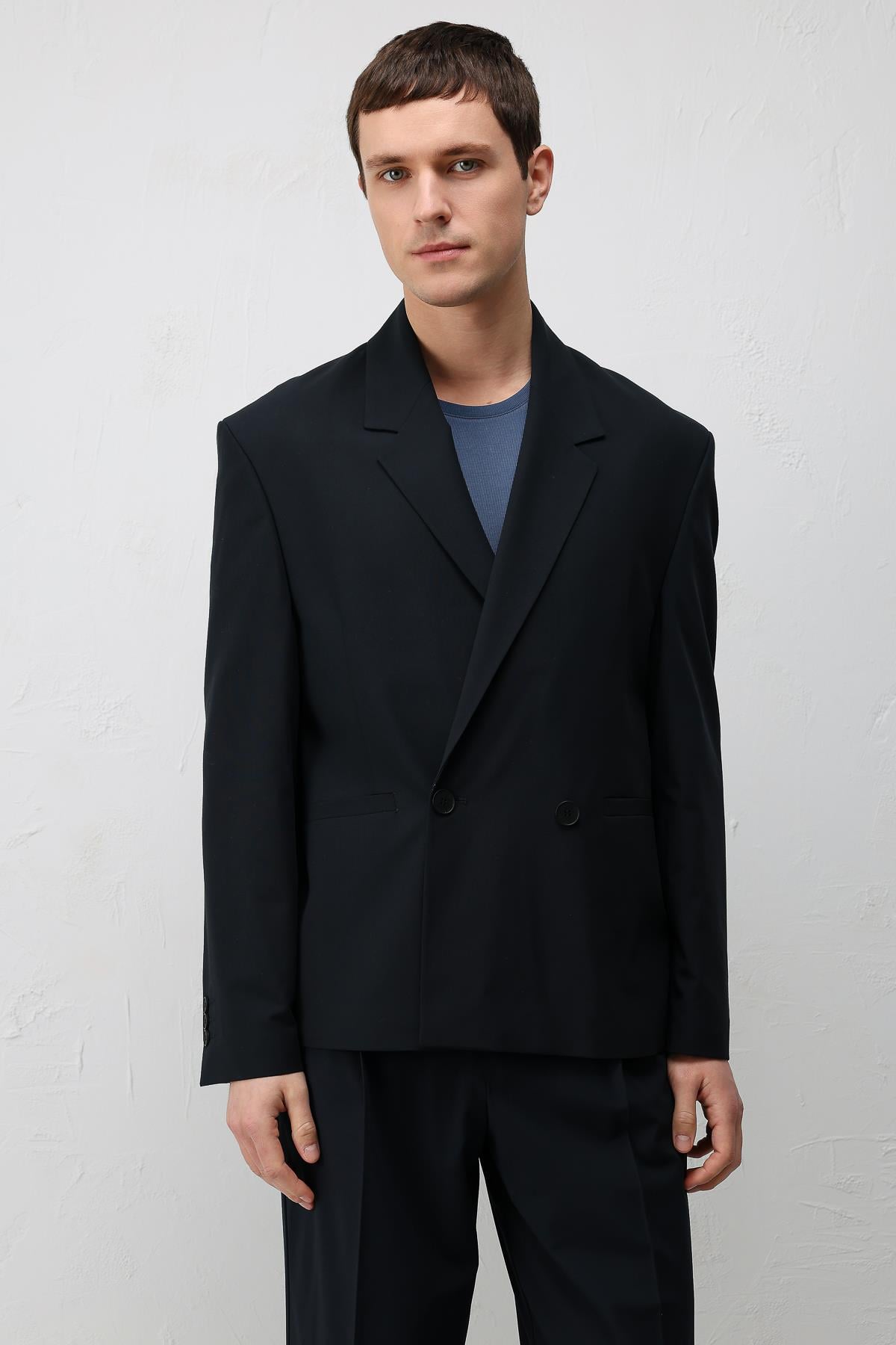 Antioch Lacivert Relaxed Fit Erkek Blazer Ceket