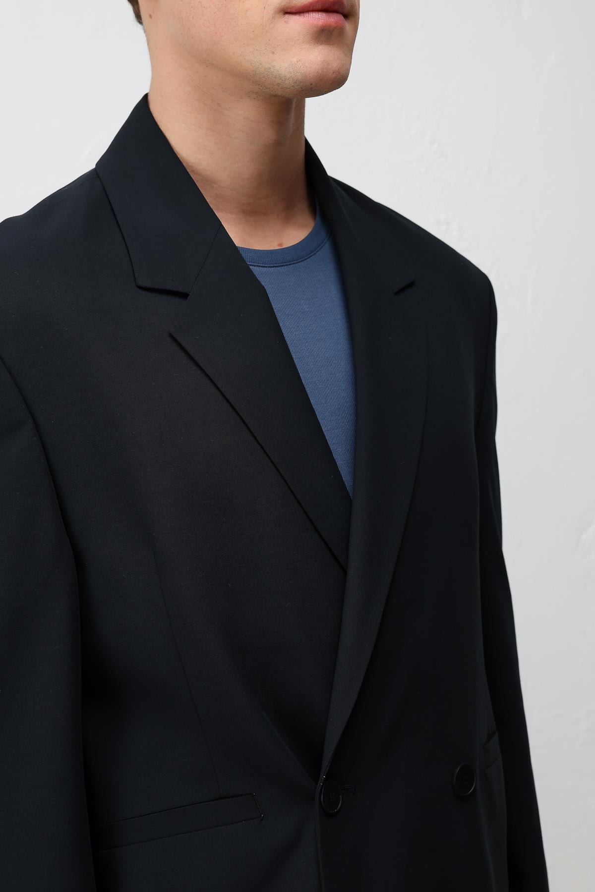 Antioch Lacivert Relaxed Fit Erkek Blazer Ceket