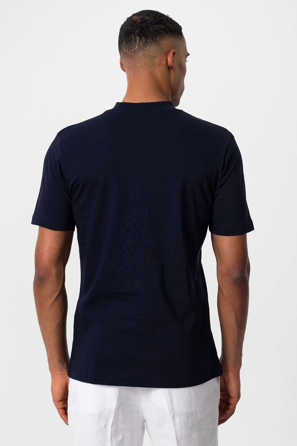 Antioch-Lacivert Slim Fit Basic T Shirt-T-Shirts-6-Milagron.com